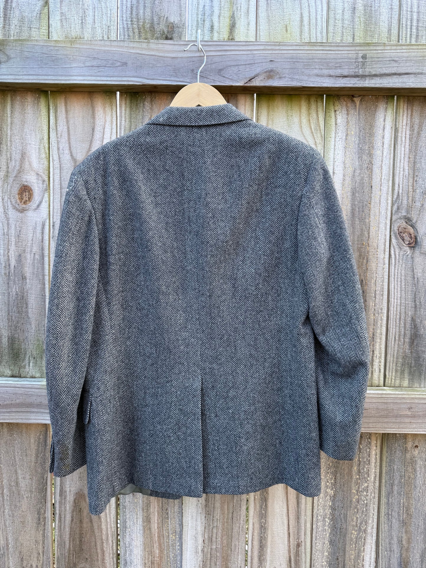 Vintage Gray Herringbone Wool Blazer