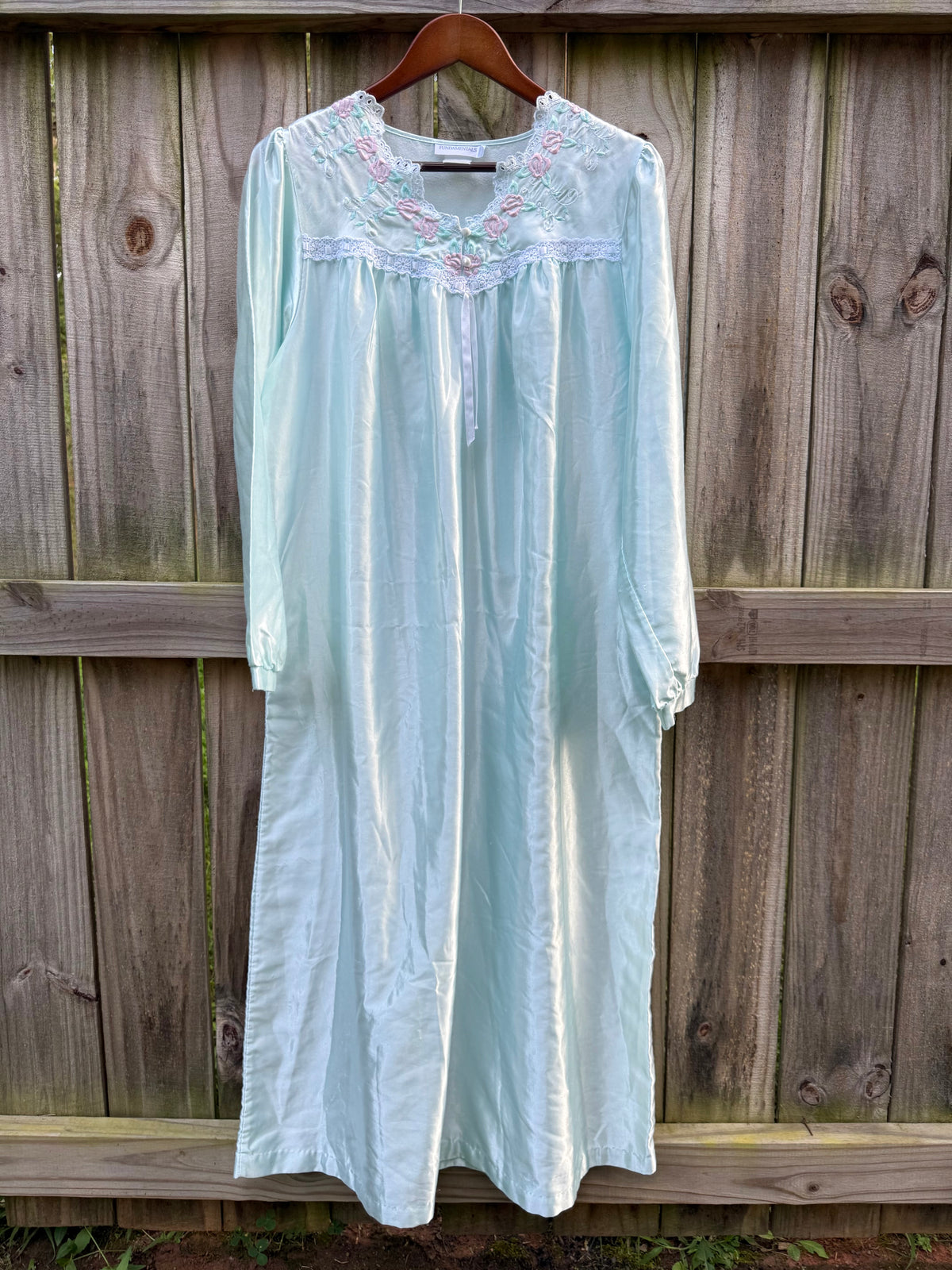 Vintage 90s Fundamentals Embroidered Satin Nightgown