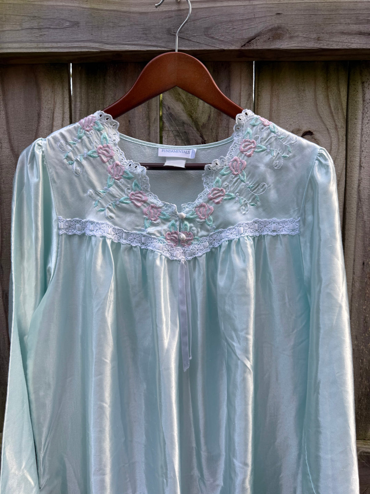 Vintage 90s Fundamentals Embroidered Satin Nightgown