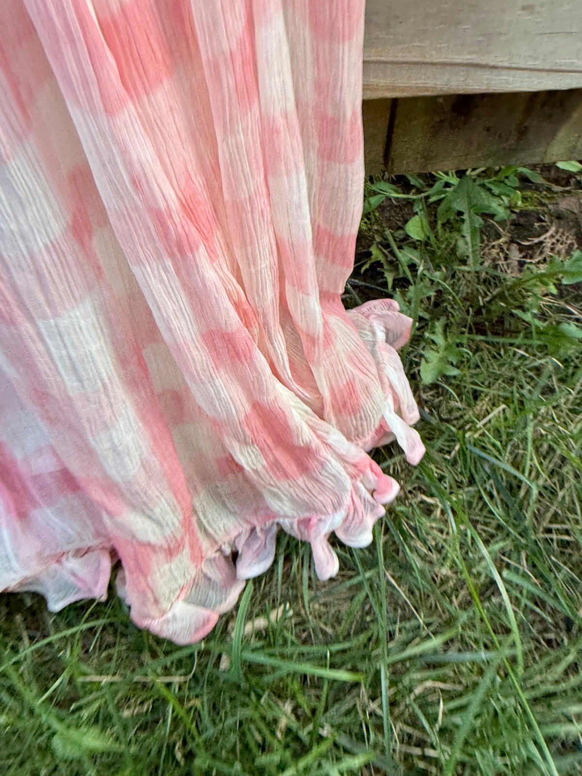 Free People Pink Gingham Smocked Maxi Dress