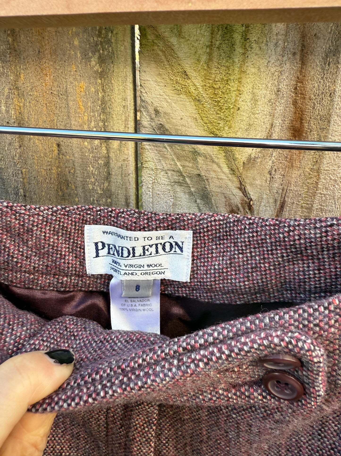 Vintage Pendleton Plum Tweed Wool Trousers Straight Leg High Waist Pants