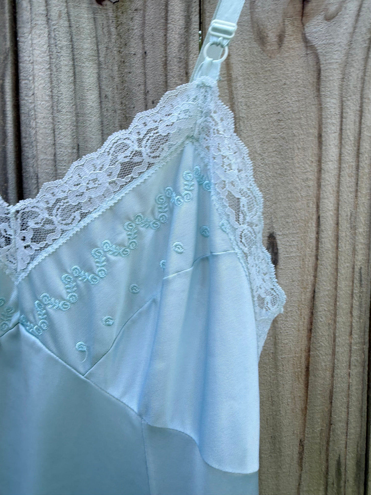 Hand-Dyed Vintage Powder Blue Lace Slip Dress