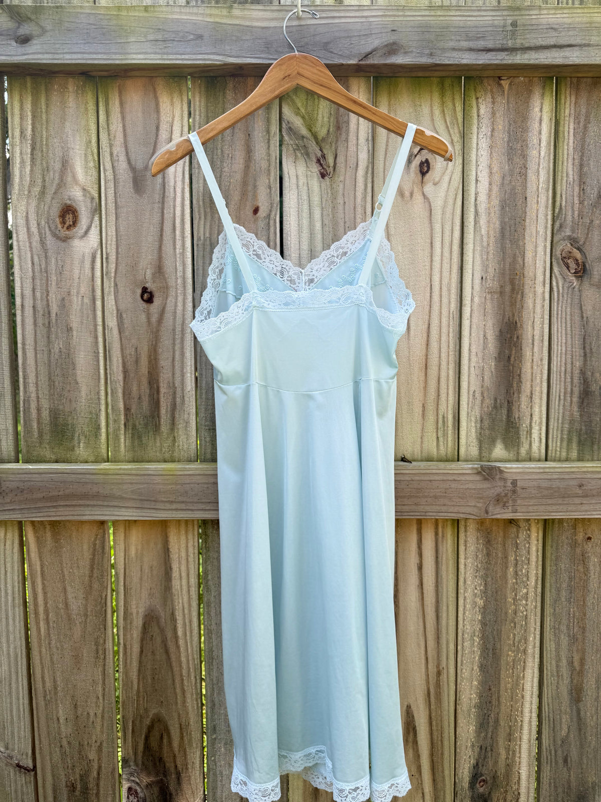 Hand-Dyed Vintage Powder Blue Lace Slip Dress