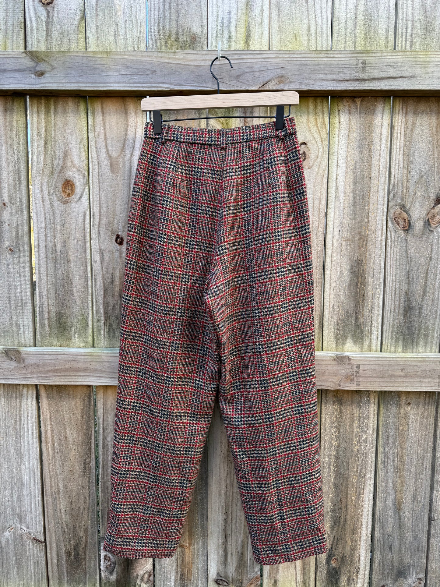 Vintage Pendleton Petite Plaid Wool Trousers – High Waist Straight Leg Heritage Pant