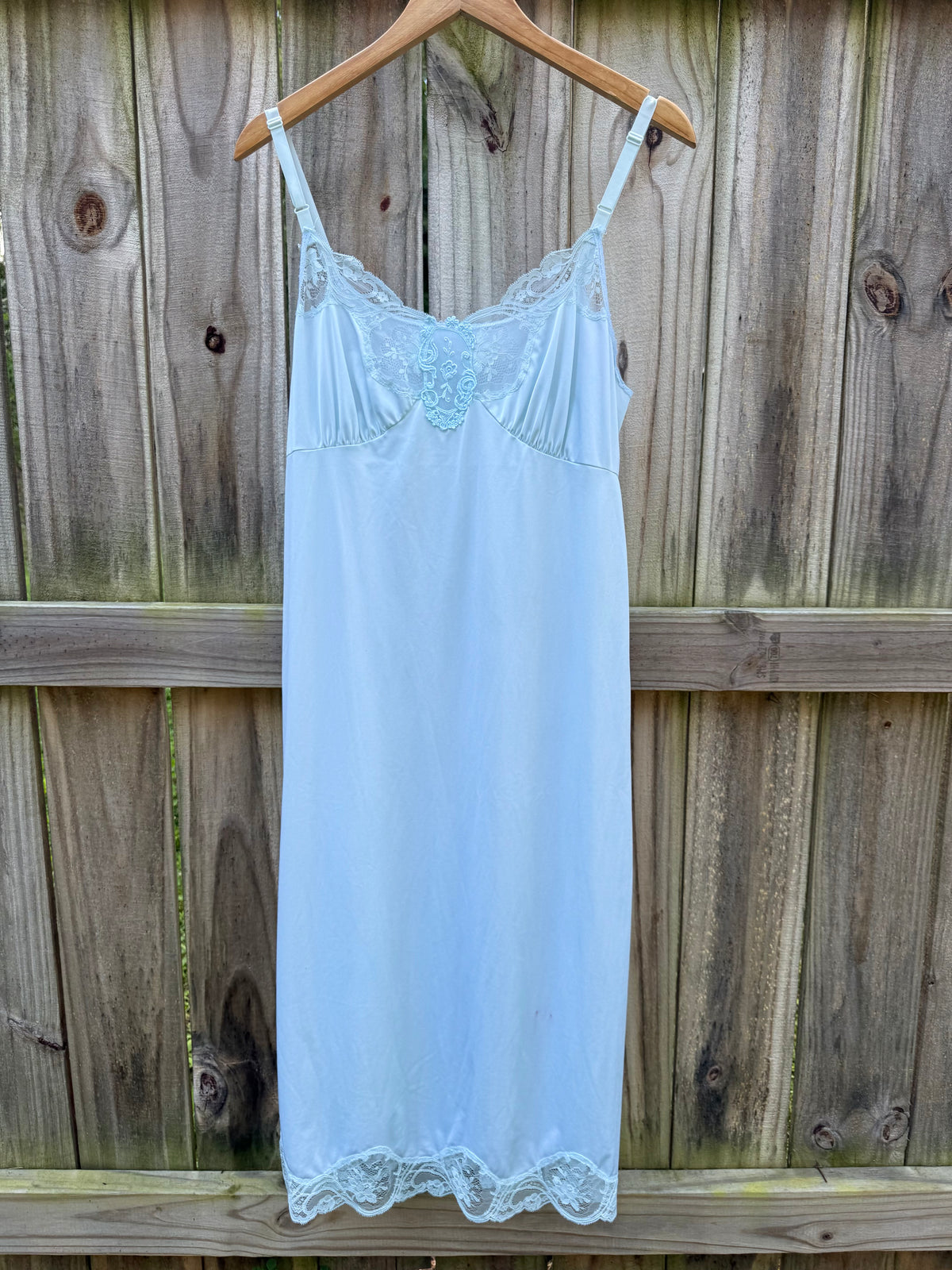 Hand Dyed Vintage Lace Slip Dress Powder Blue Romantic Lingerie