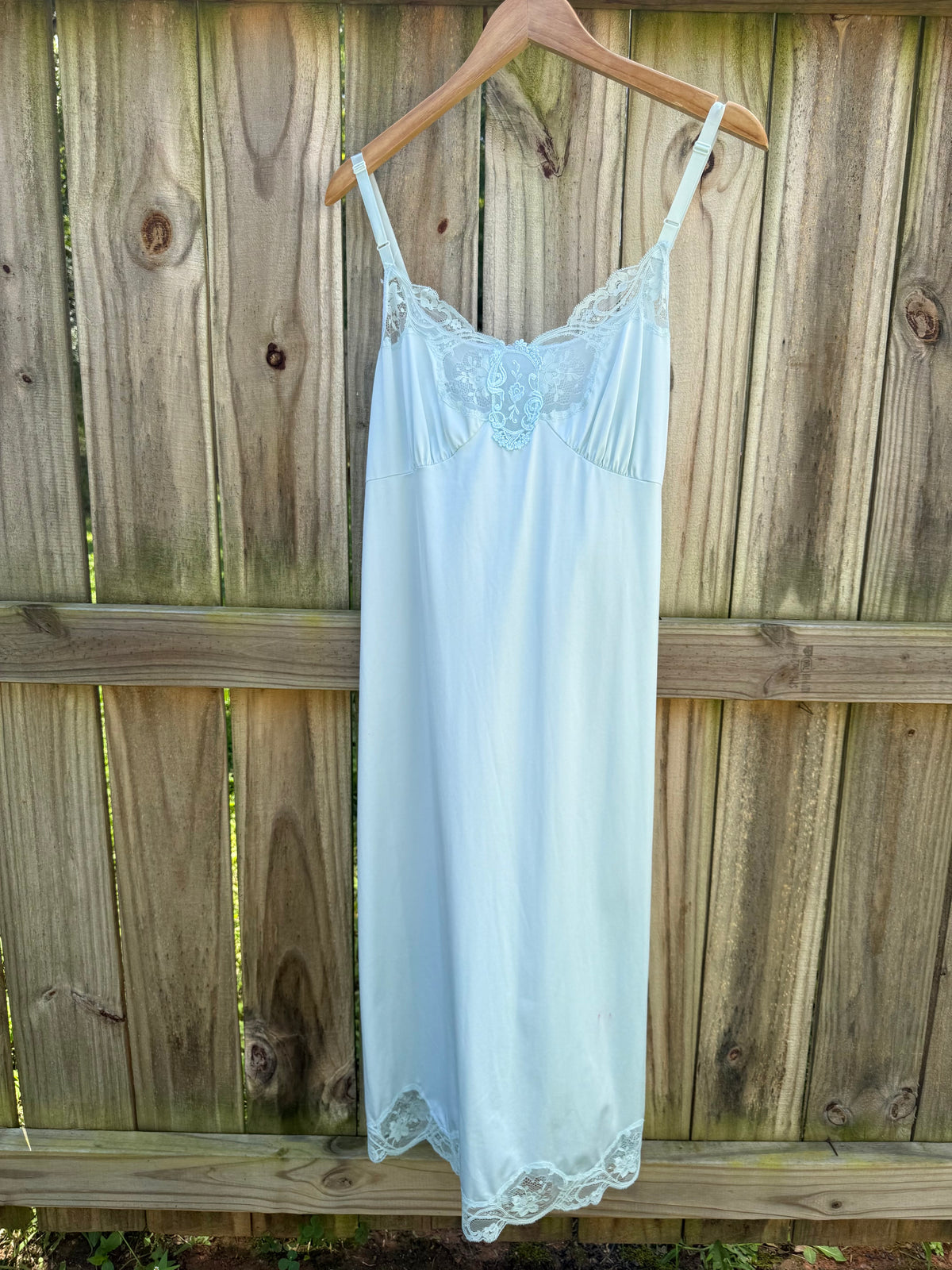 Hand Dyed Vintage Lace Slip Dress Powder Blue Romantic Lingerie