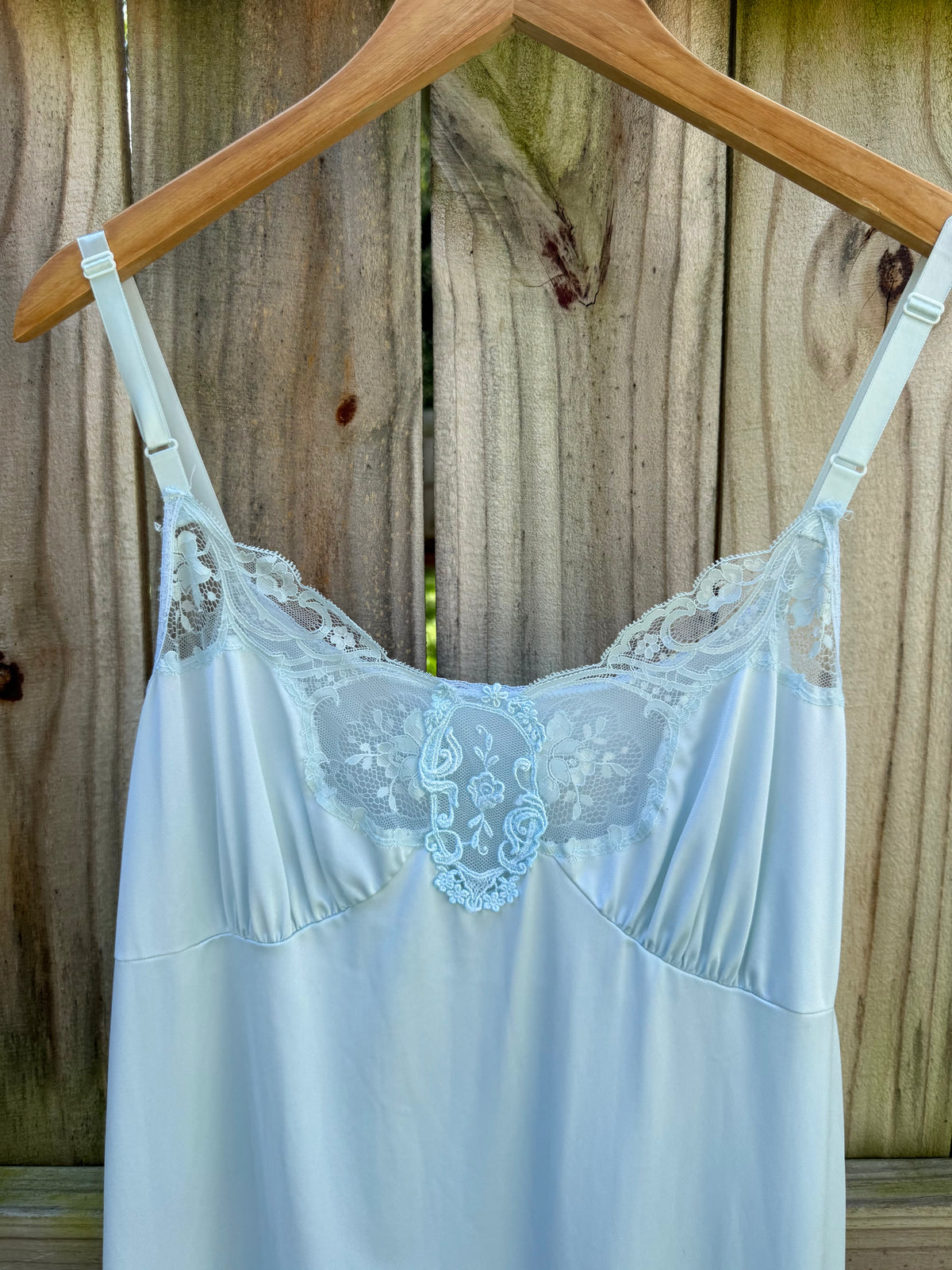 Hand Dyed Vintage Lace Slip Dress Powder Blue Romantic Lingerie