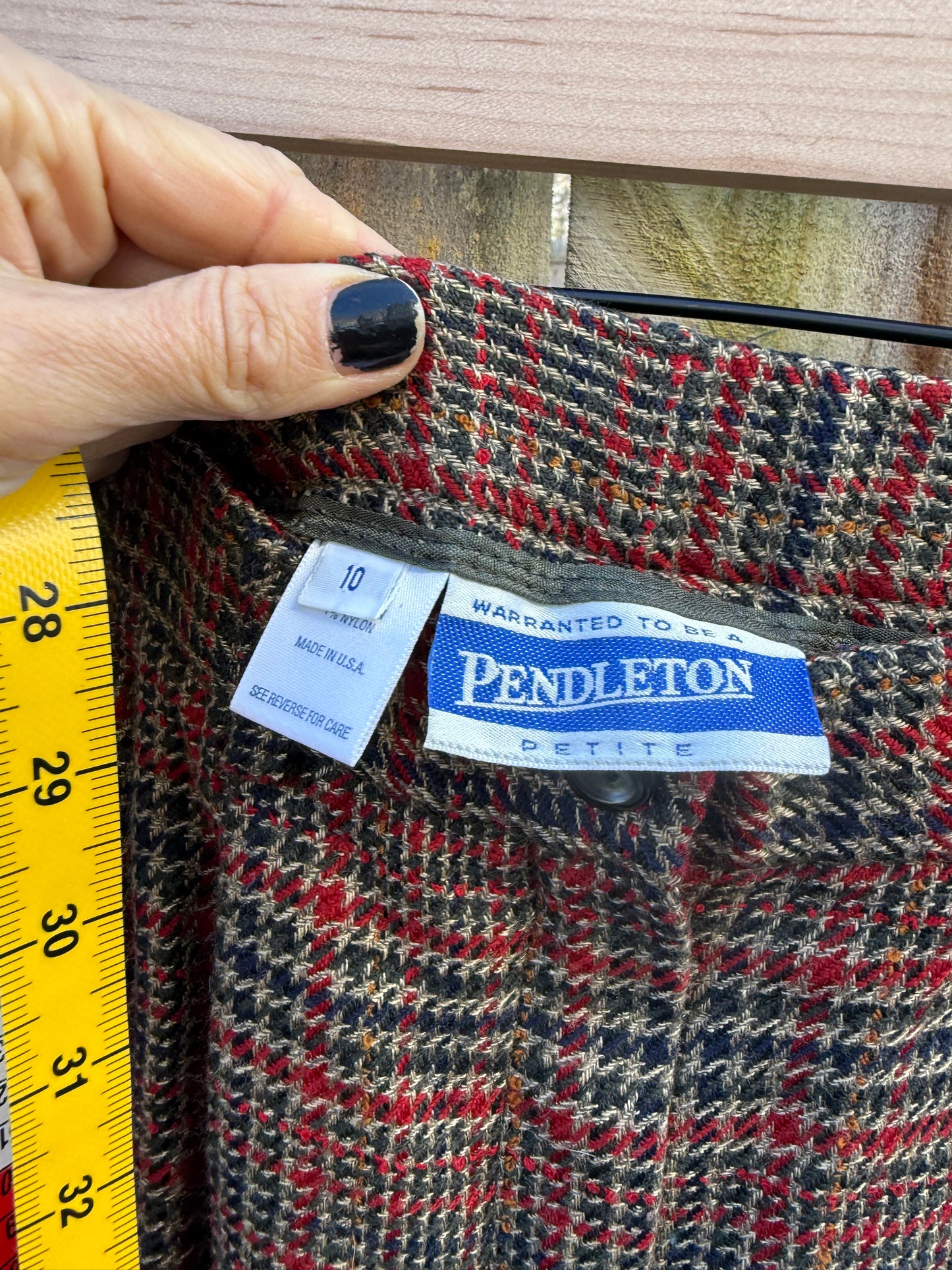 Vintage Pendleton Petite Plaid Wool Trousers – High Waist Straight Leg Heritage Pant