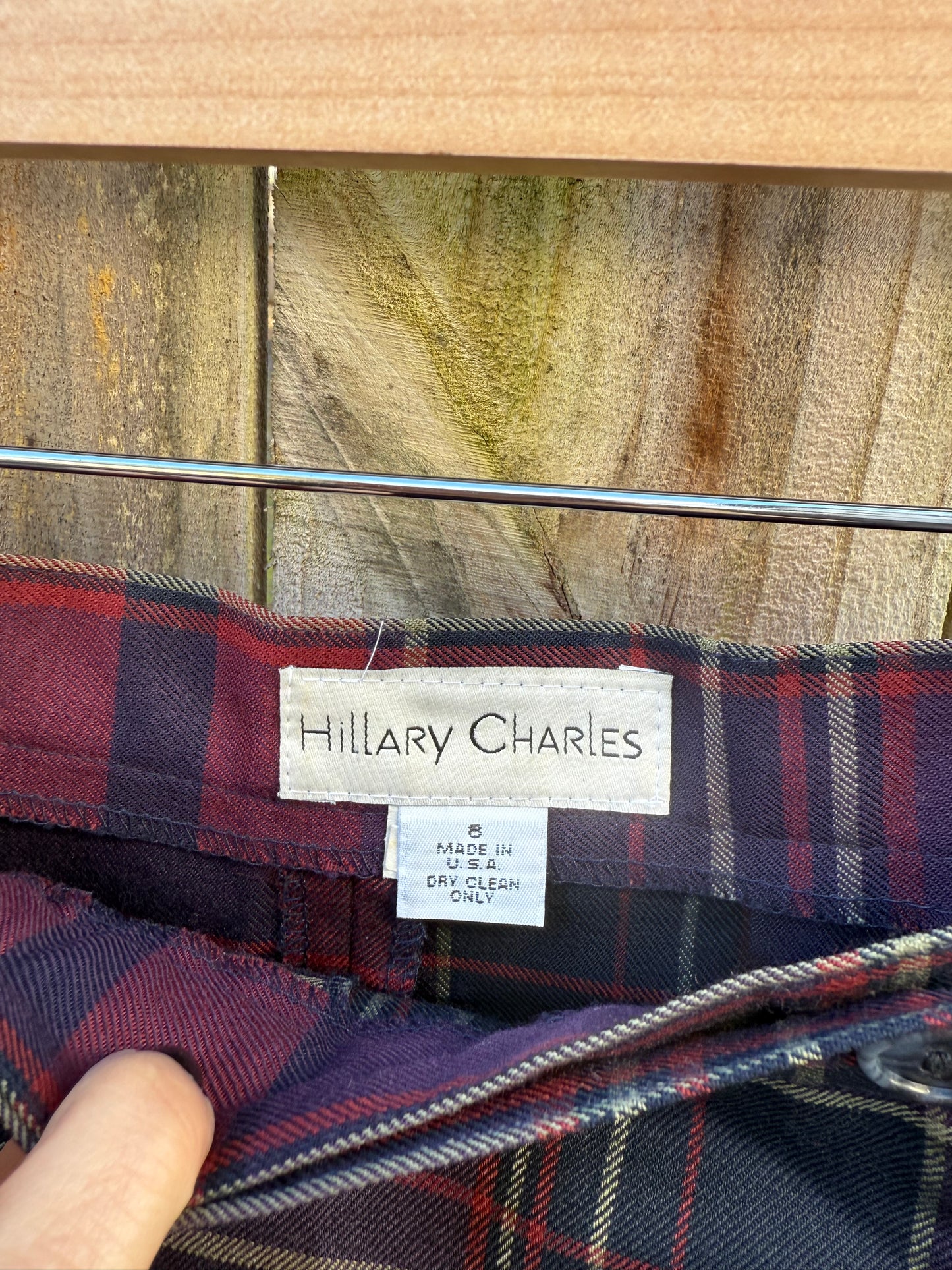 Vintage Hilary Charles Plaid Button-Front Wool Mini Skirt