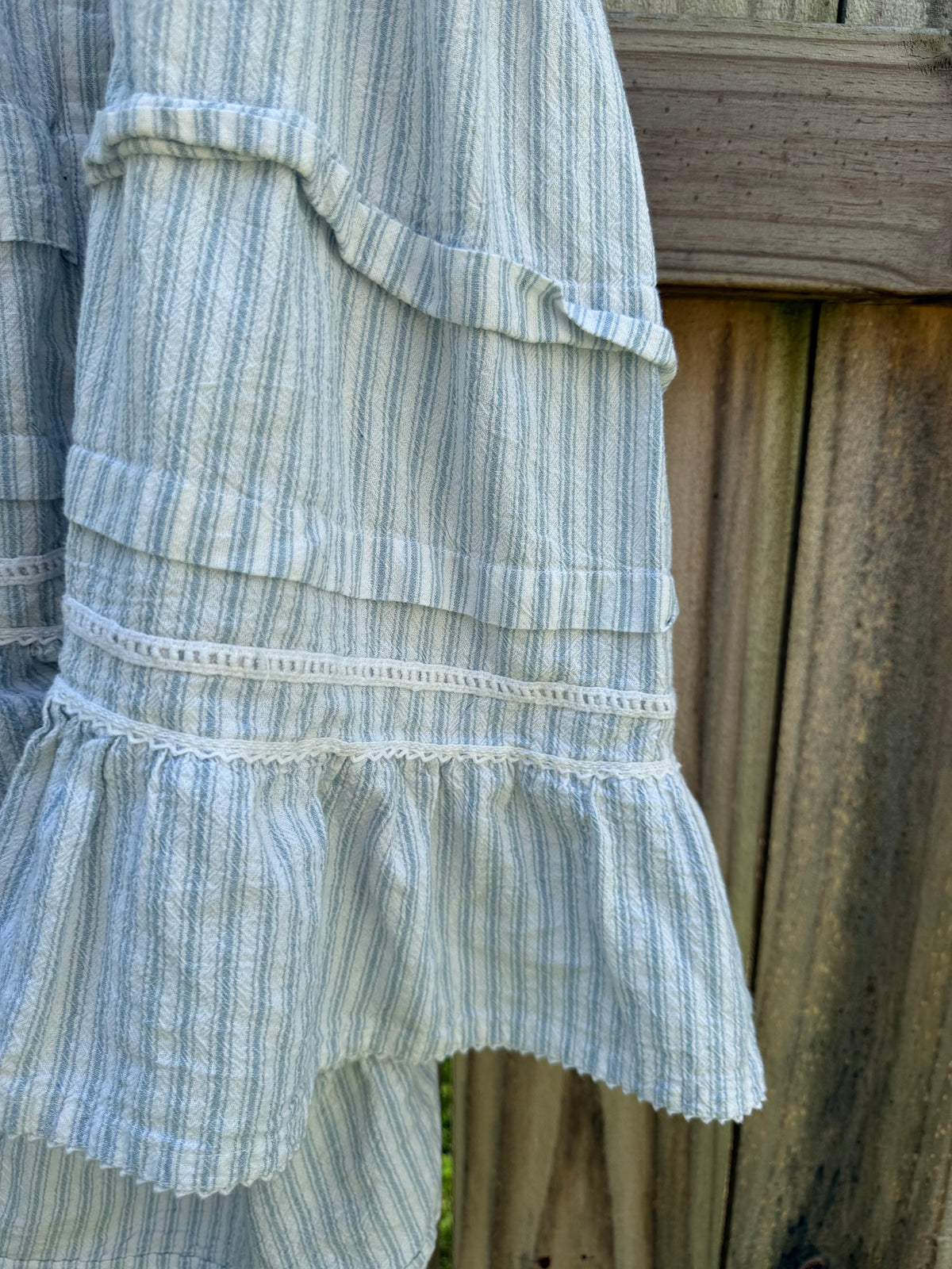 Free People Blue Stripe Cotton Open Back Halter Mini Dress M