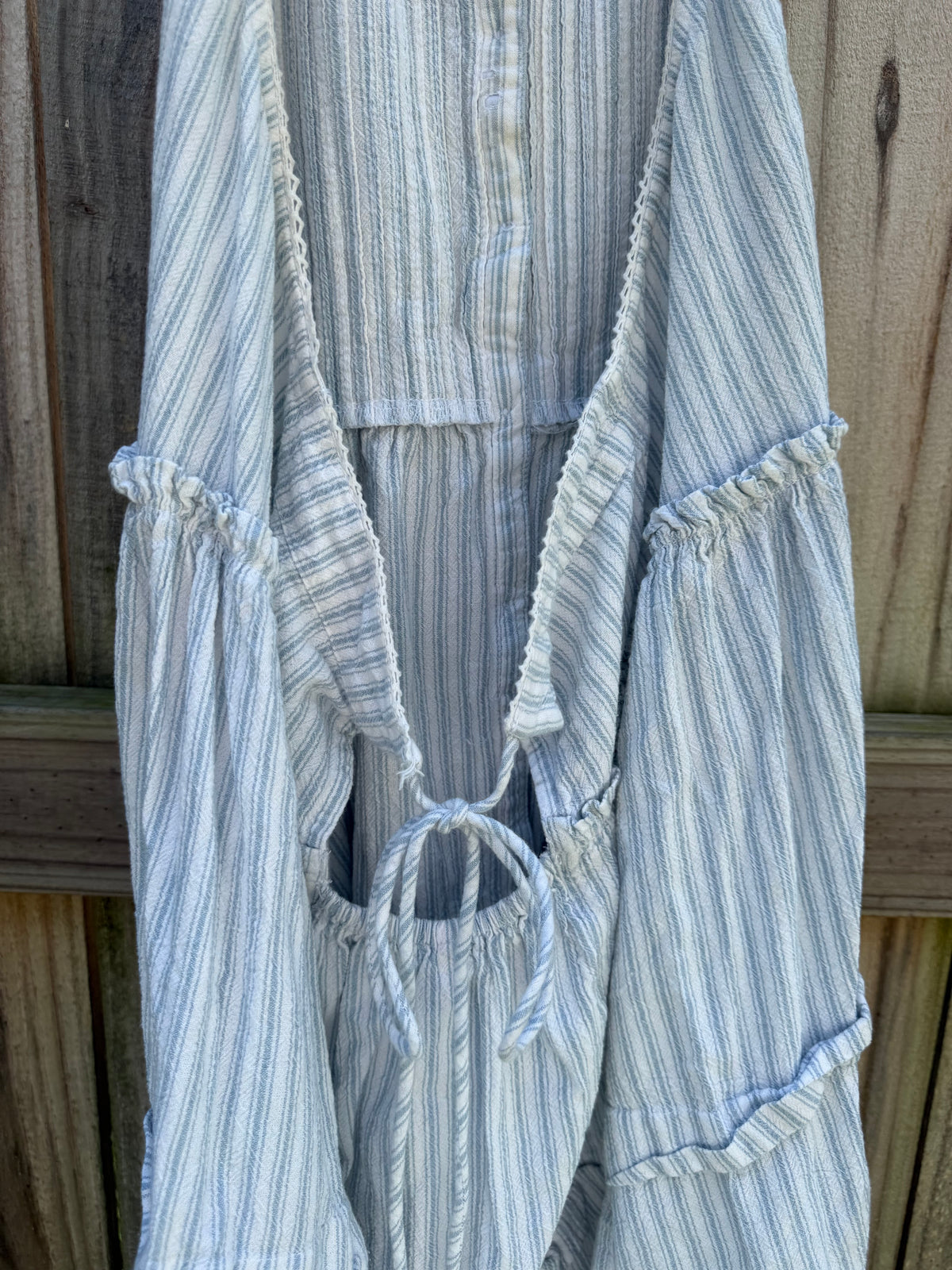 Free People Blue Stripe Cotton Open Back Halter Mini Dress M
