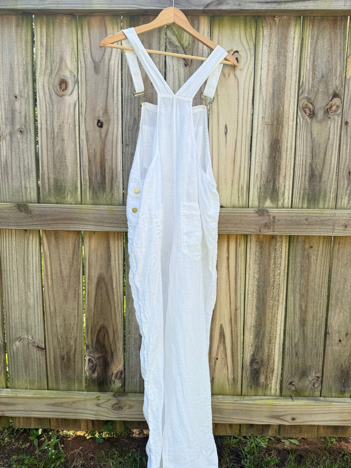 WeWoreWhat White Linen Overalls M
