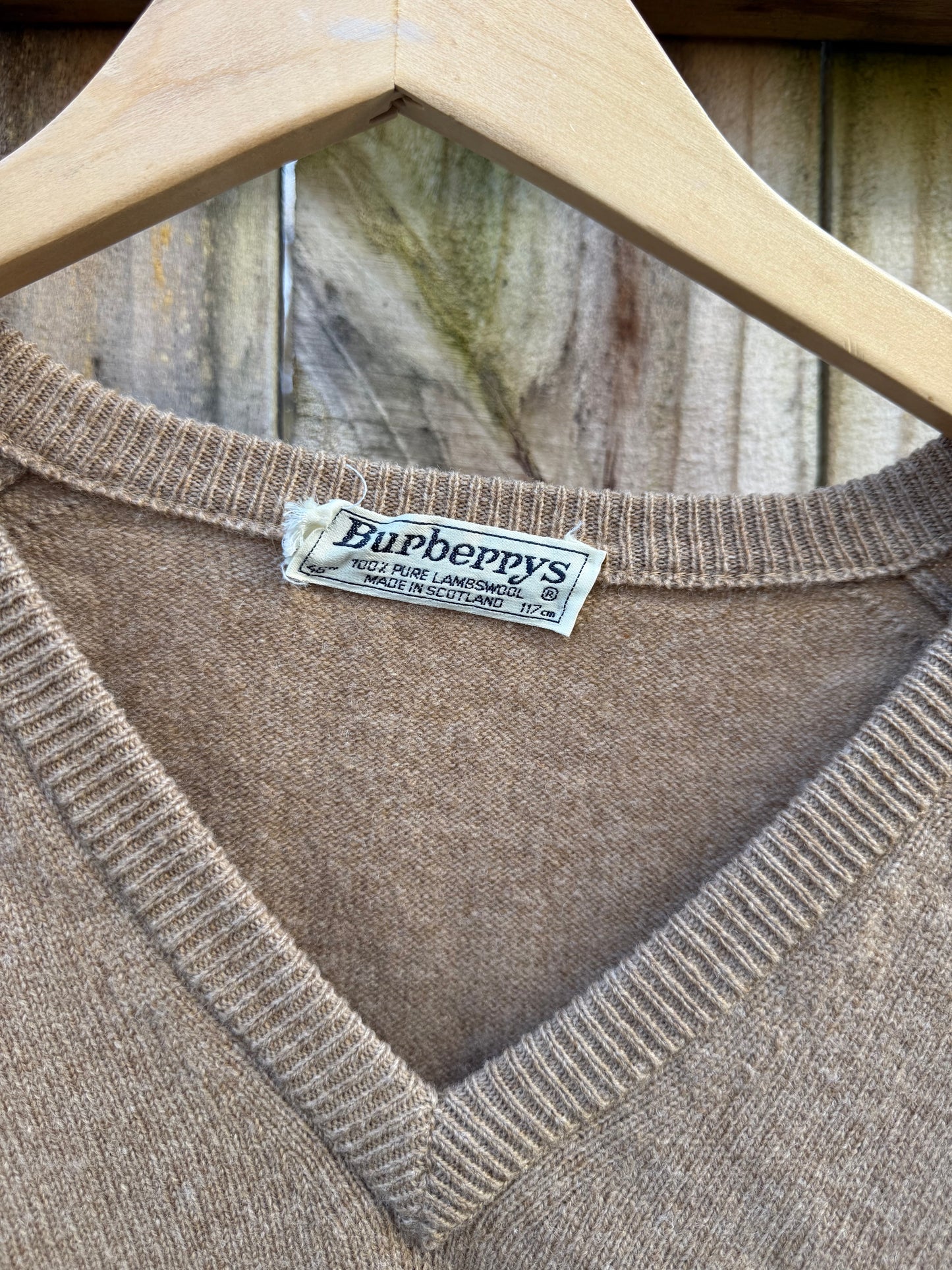 Vintage Burberrys Camel Lambswool V-Neck Sweater