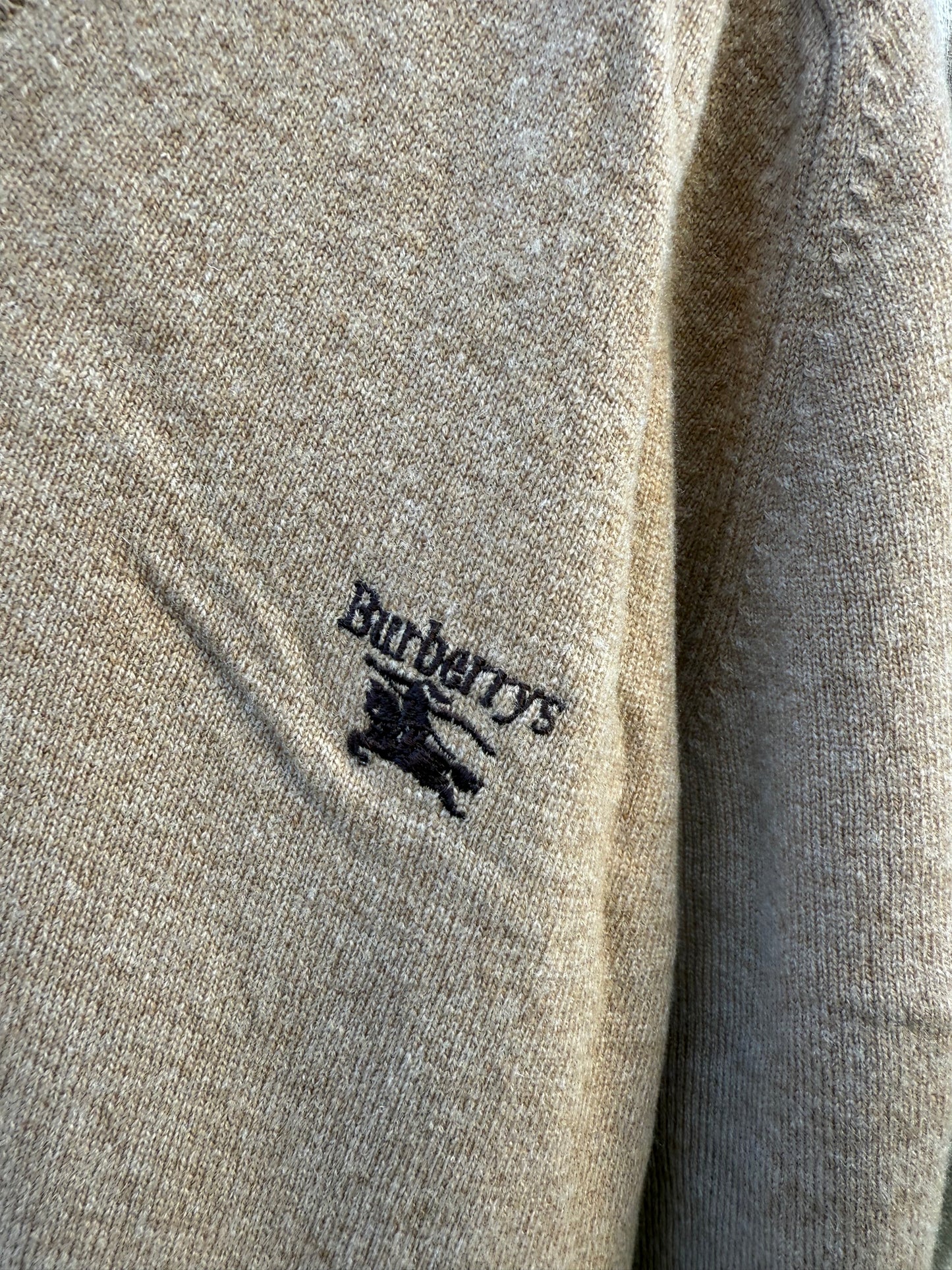 Vintage Burberrys Camel Lambswool V-Neck Sweater