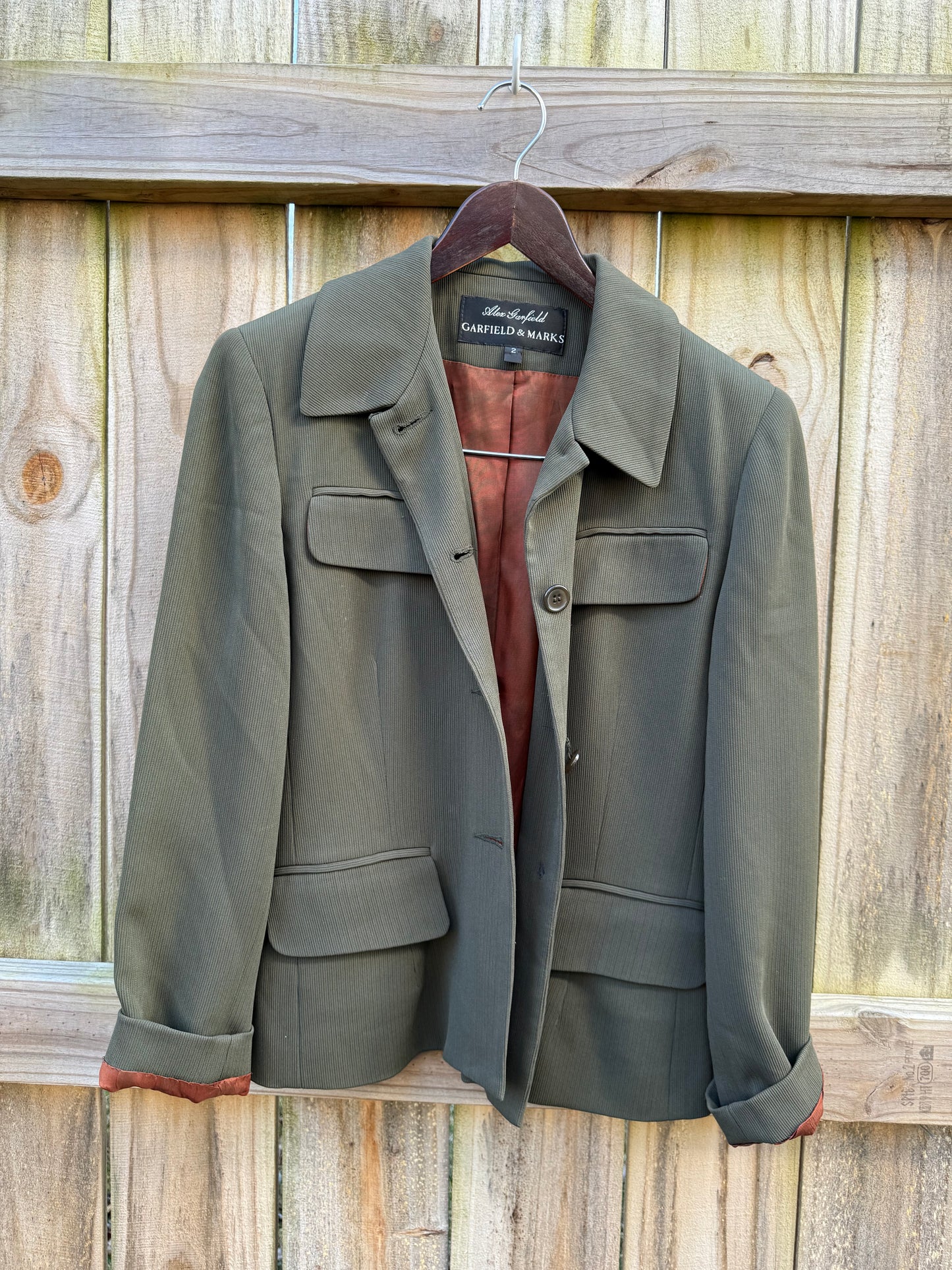 Vintage Olive Utility Cropped Blazer