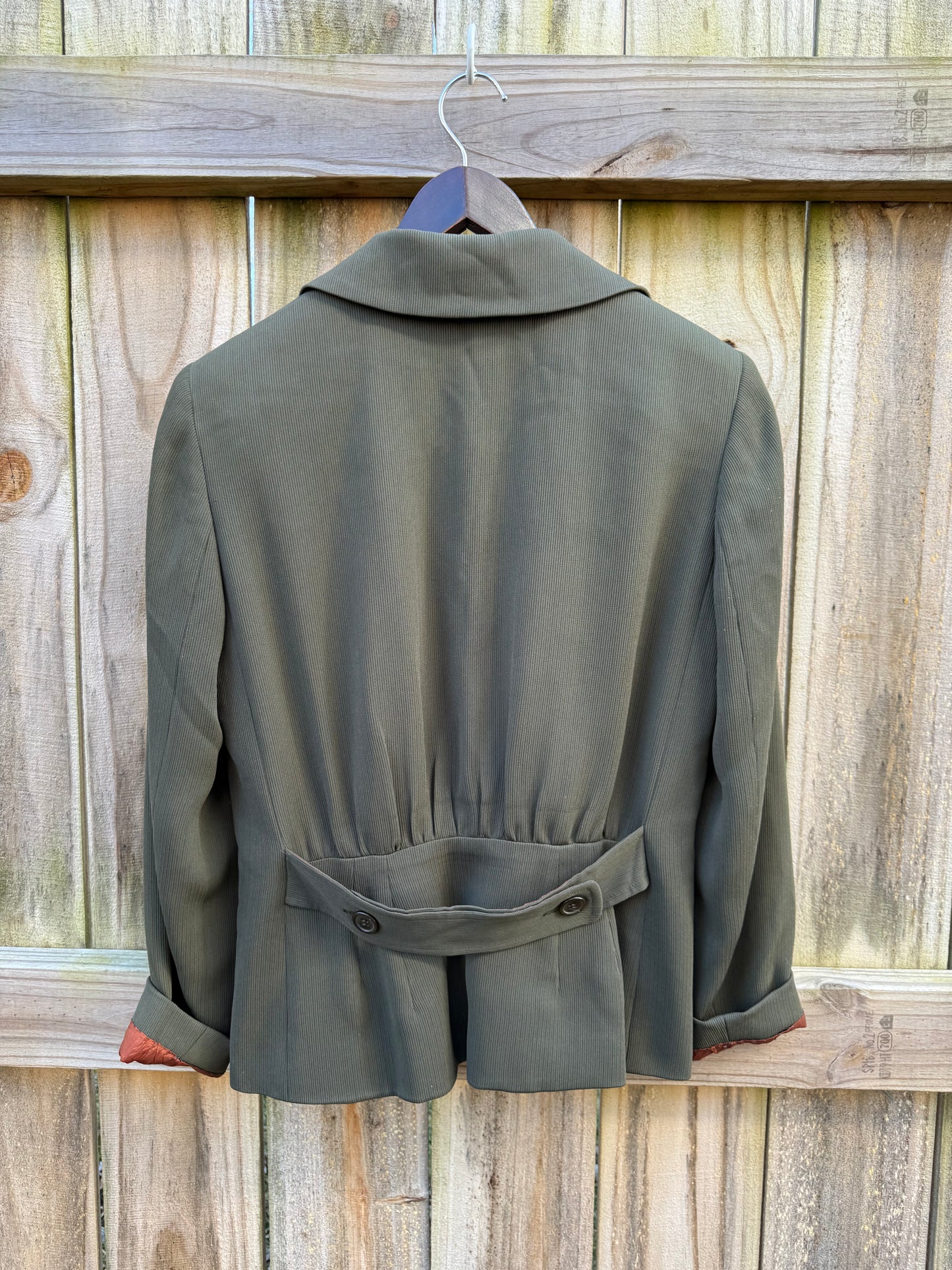 Vintage Olive Utility Cropped Blazer