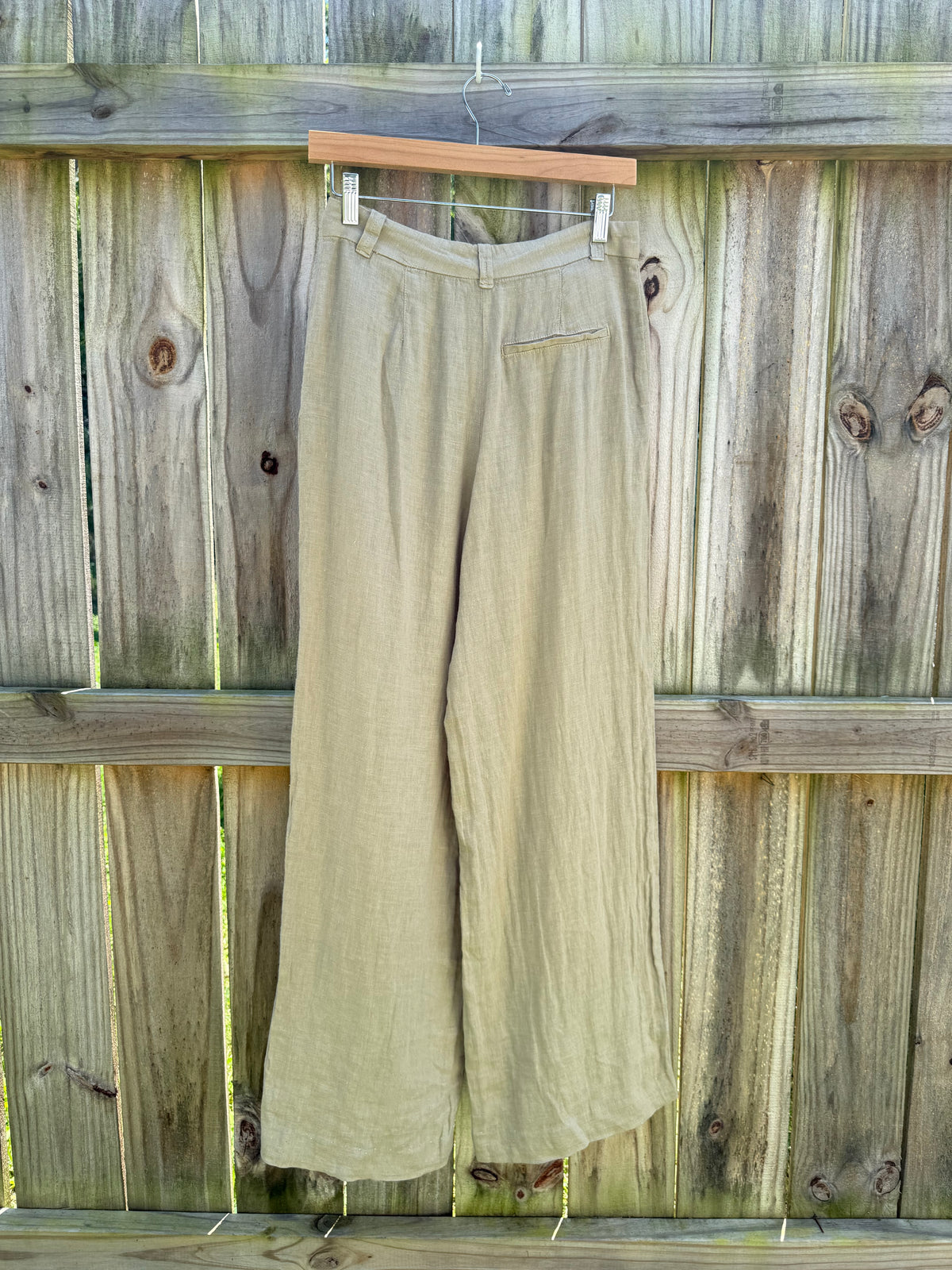 Zara 100% Linen Wide-Leg Trousers — Sand