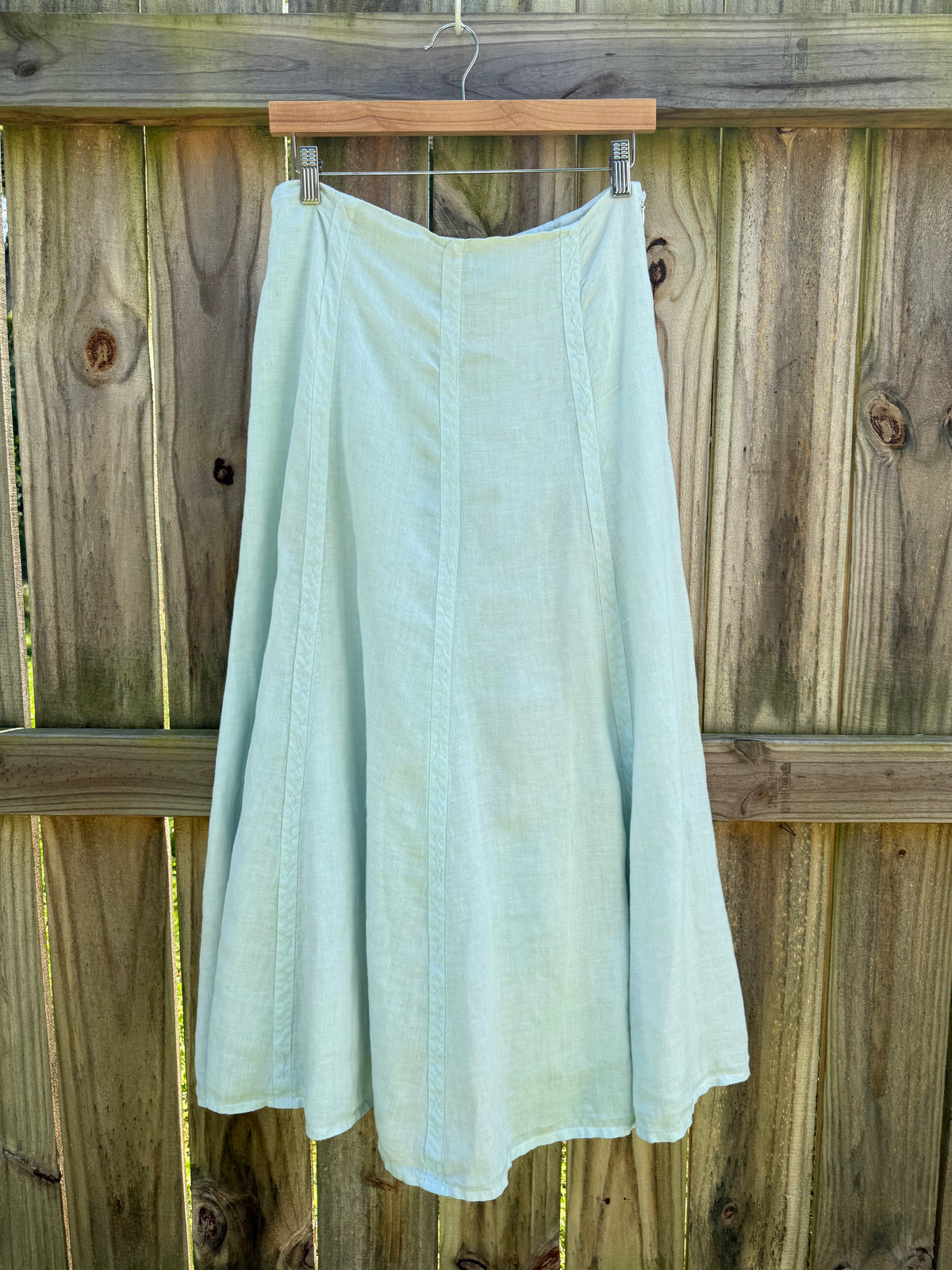 Hand-Dyed GAP Linen Maxi Skirt Seafoam Aqua
