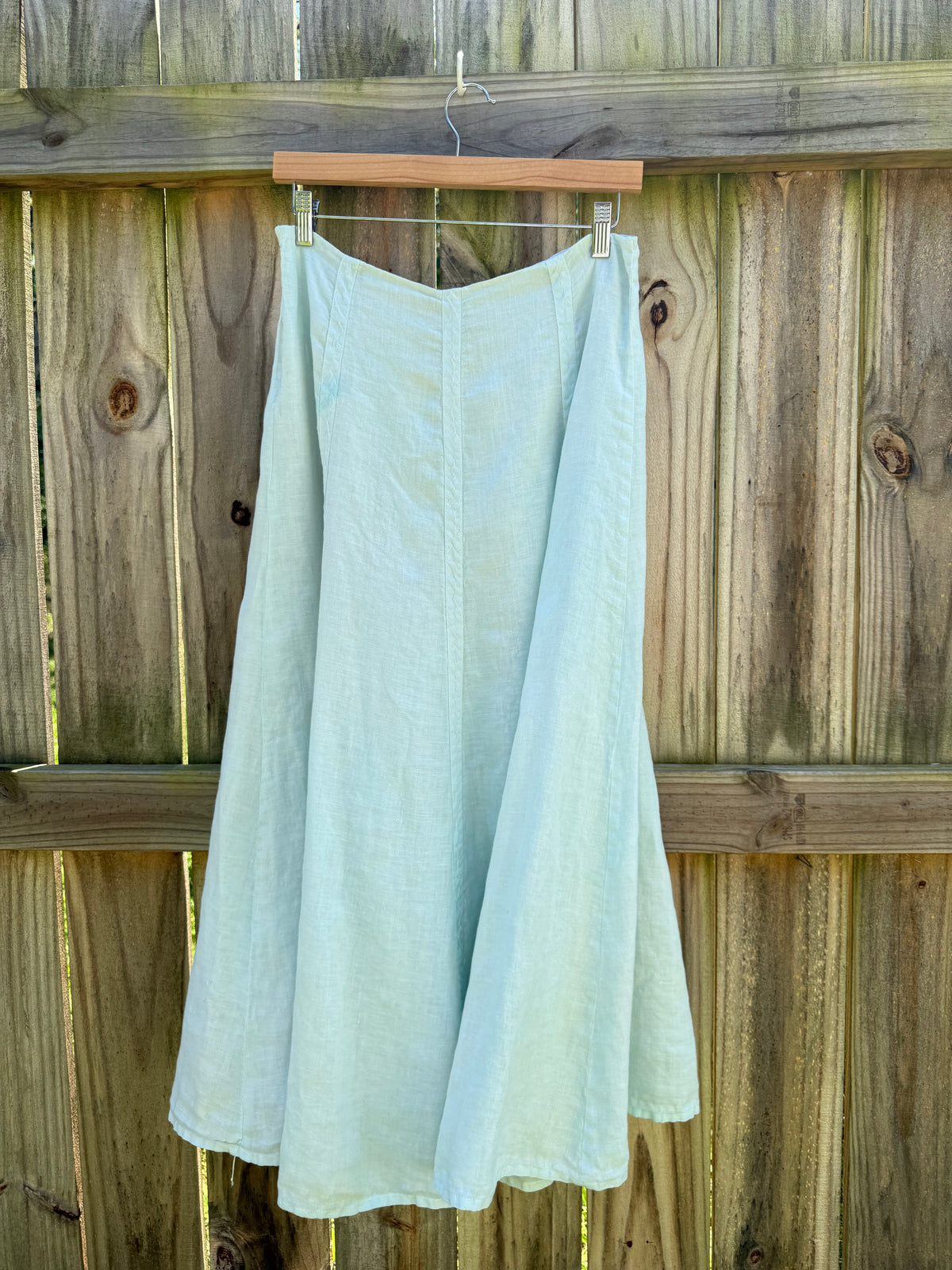 Hand-Dyed GAP Linen Maxi Skirt Seafoam Aqua