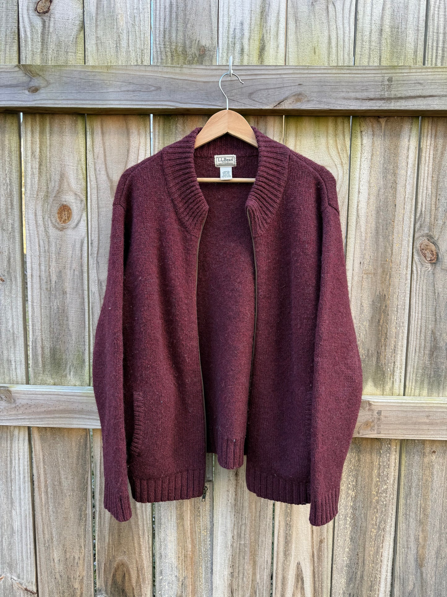 Vintage L.L. Bean Oxblood Zip Wool Cardigan