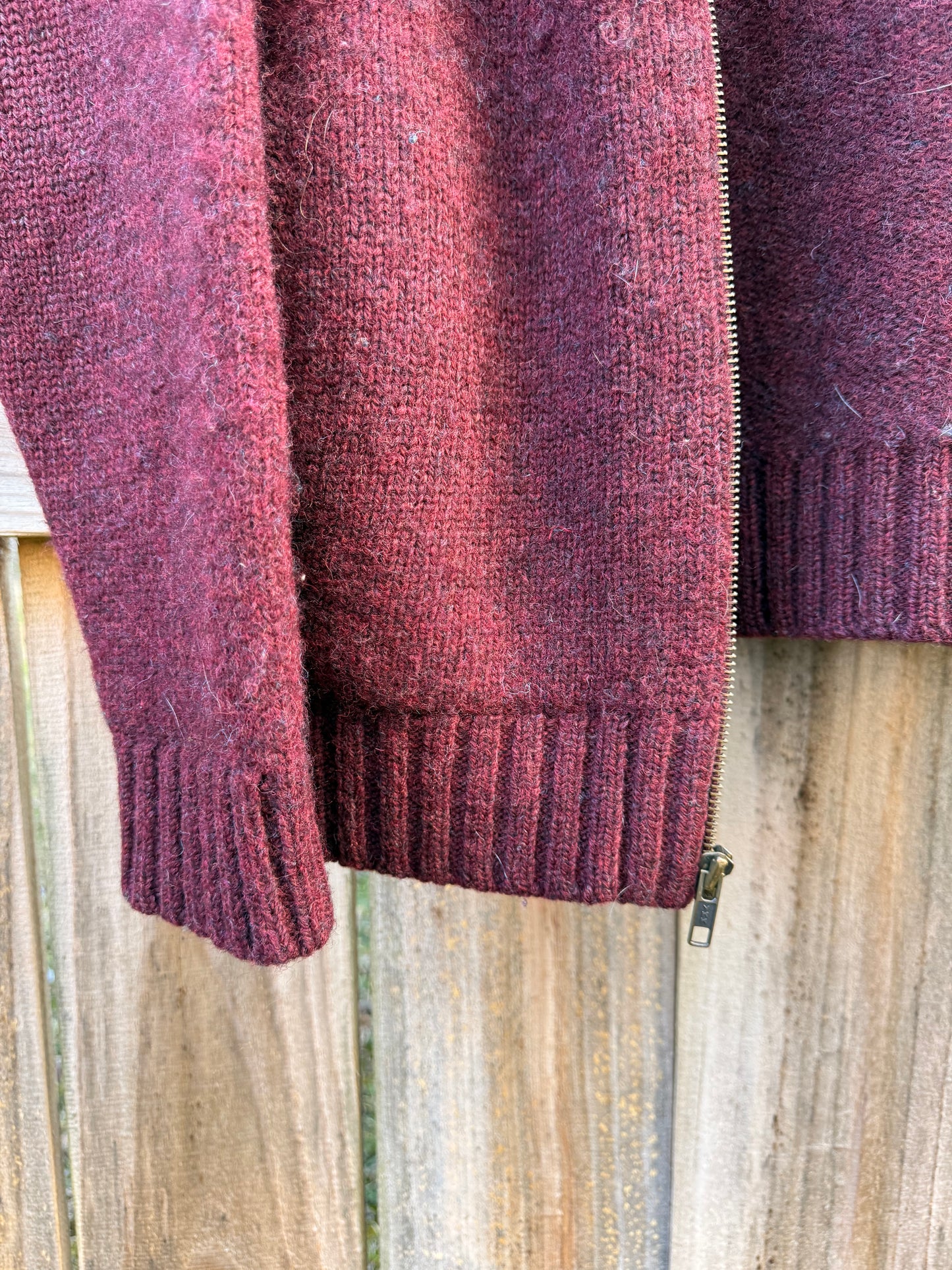 Vintage L.L. Bean Oxblood Zip Wool Cardigan