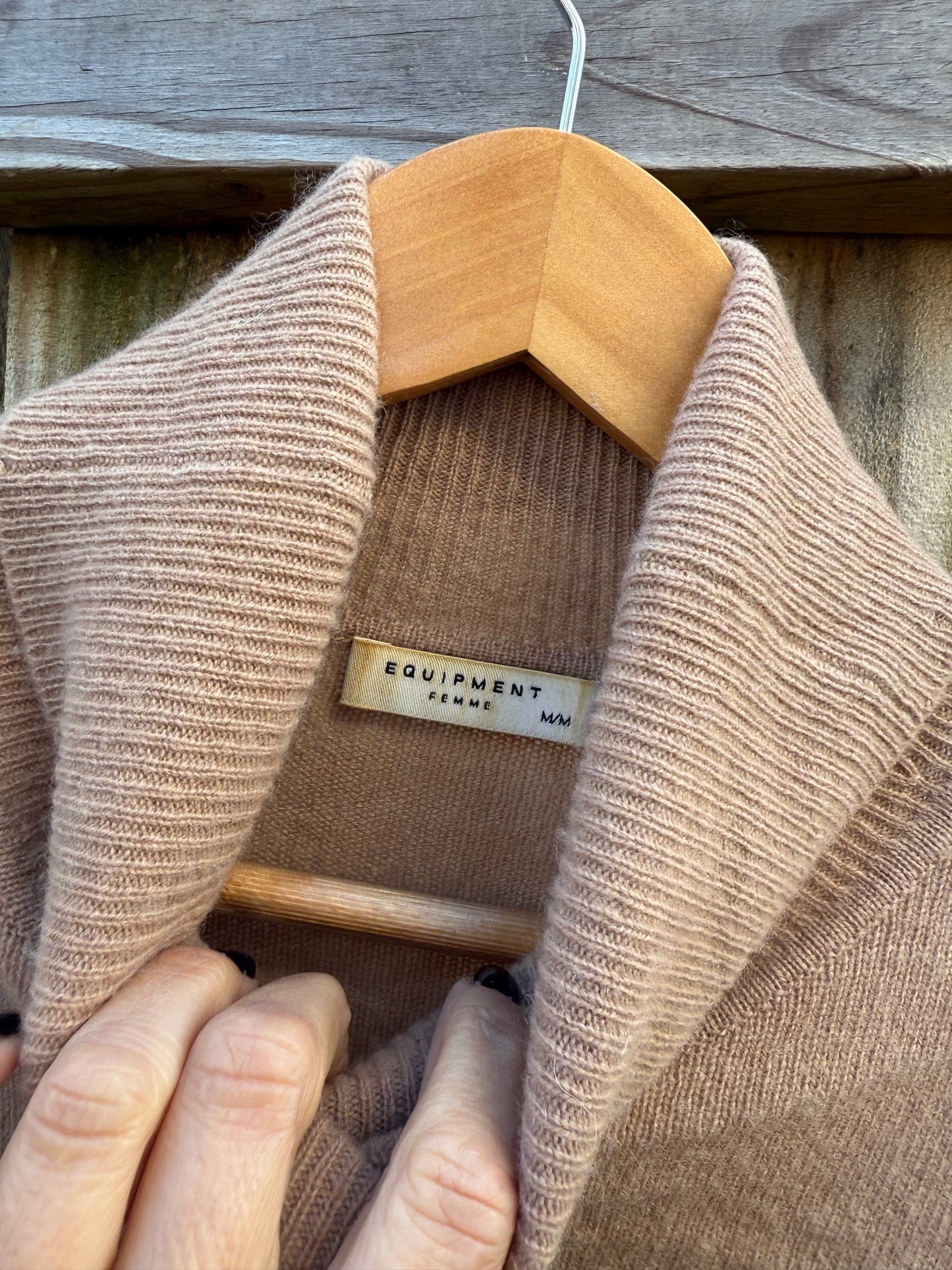 Equipment Femme Camel Cashmere Turtleneck Sweater | Luxury Neutral Knit | Soft Minimal Layering Staple