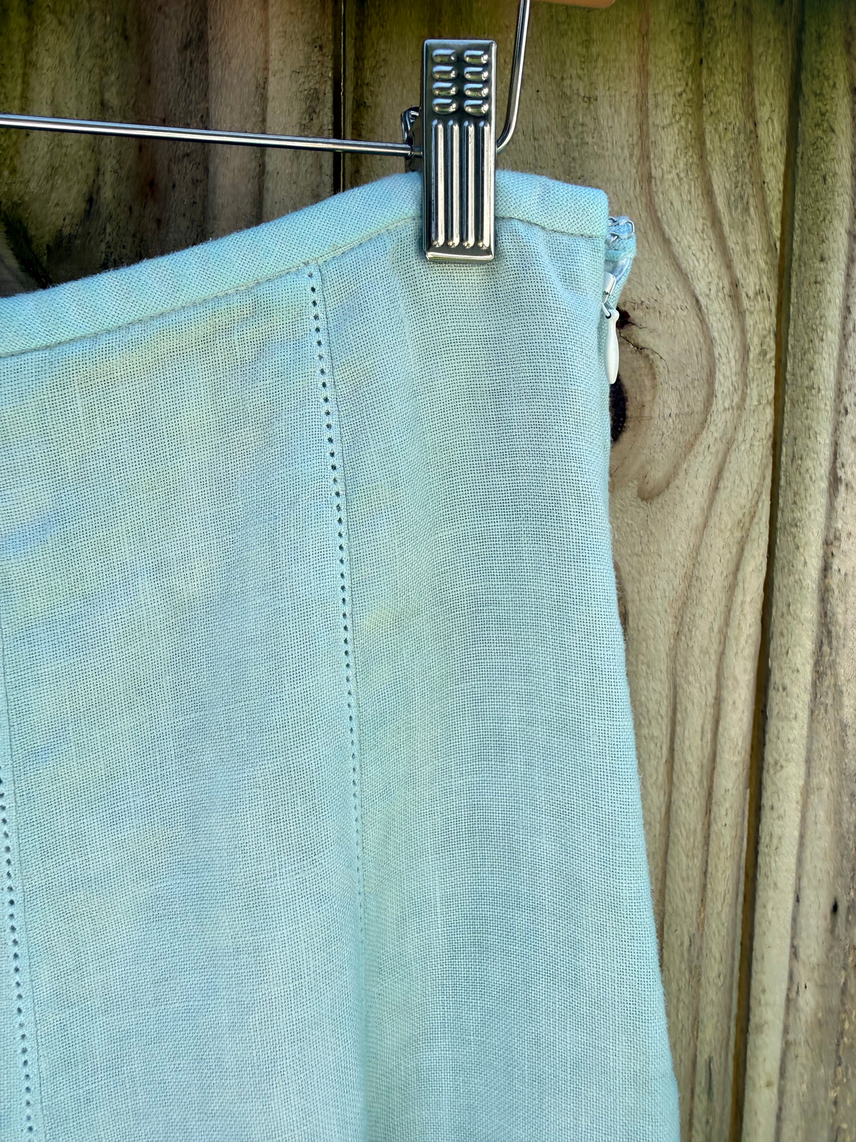 Reworked & Hand Dyed Sea Glass Linen Midi Skirt | Coastal Mermaidcore
