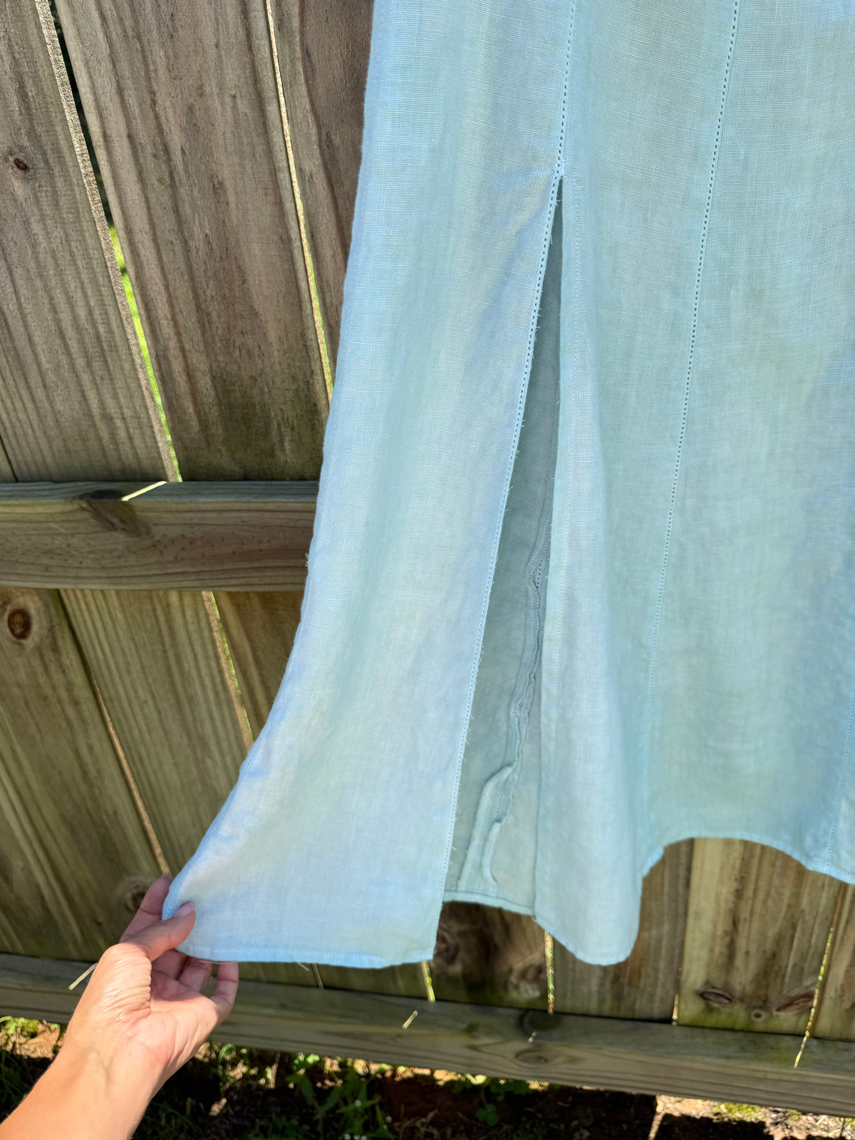 Reworked & Hand Dyed Sea Glass Linen Midi Skirt | Coastal Mermaidcore
