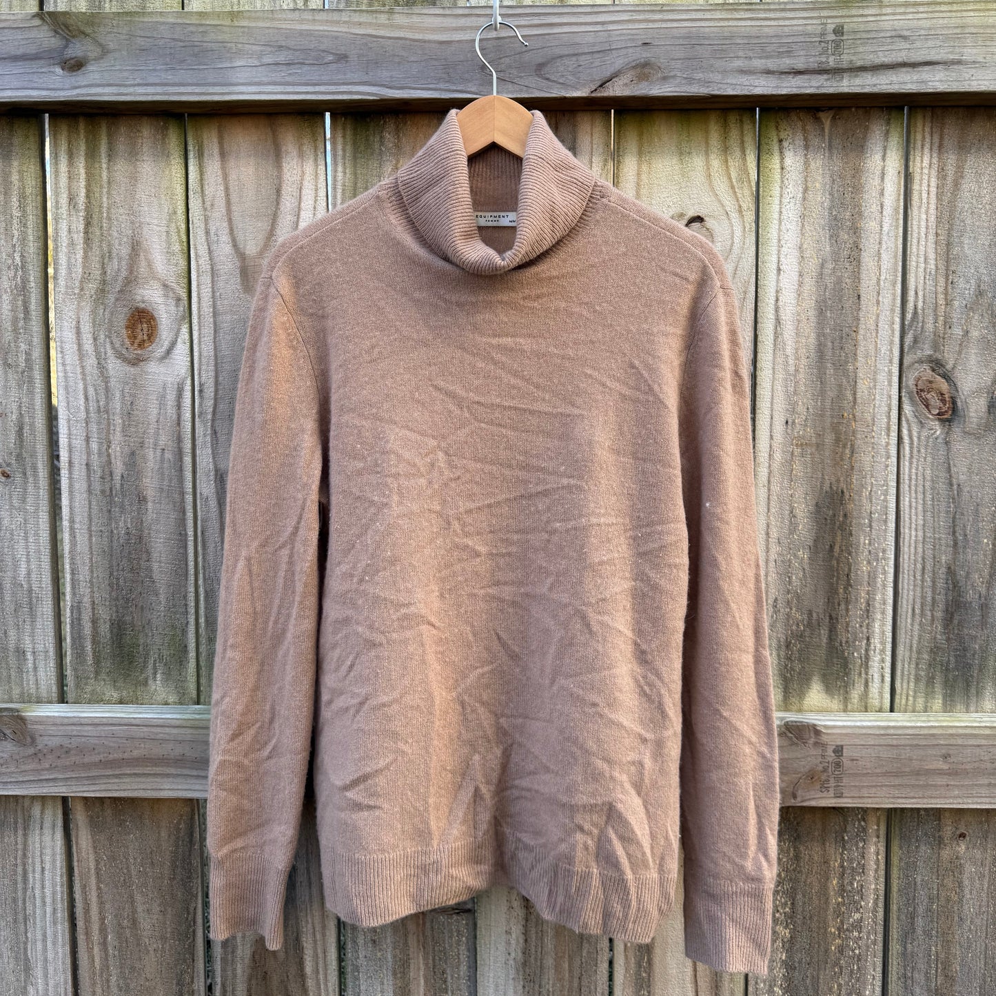 Equipment Femme Camel Cashmere Turtleneck Sweater | Luxury Neutral Knit | Soft Minimal Layering Staple