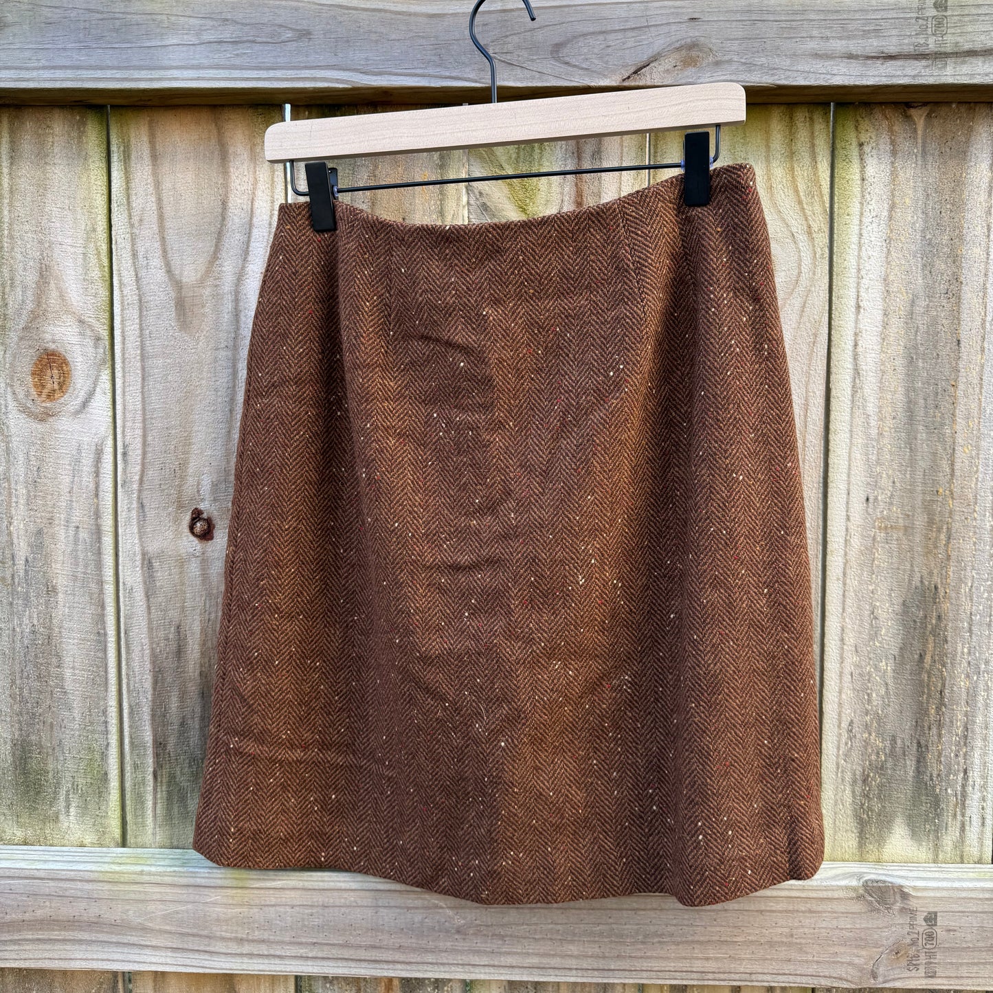 Vintage Amanda Smith Brown Speckled Wool Herringbone Mini Skirt
