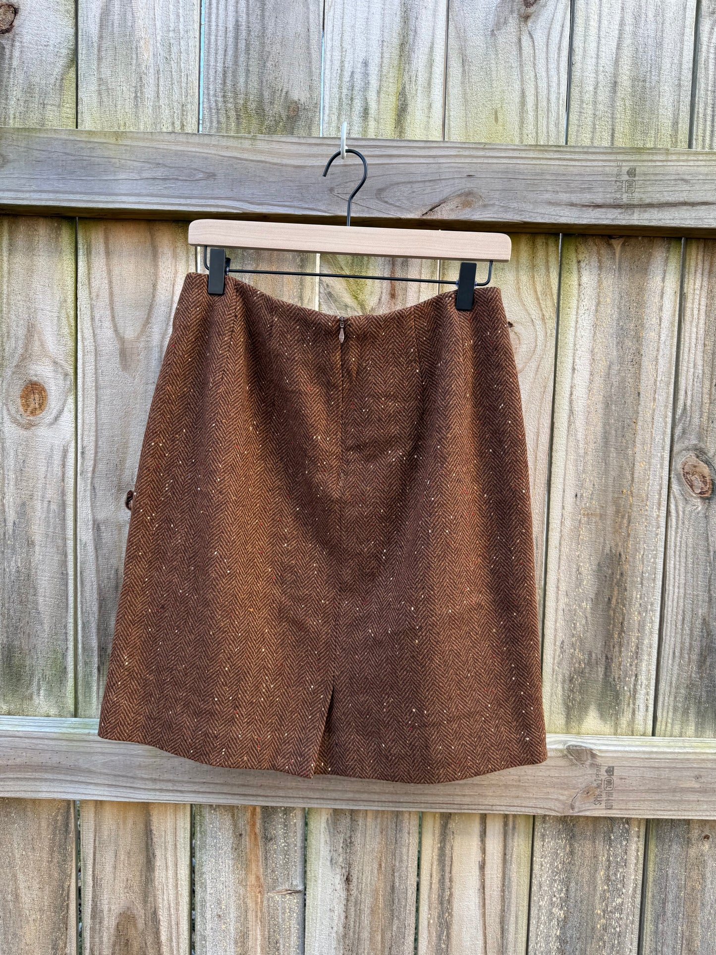 Vintage Amanda Smith Brown Speckled Wool Herringbone Mini Skirt