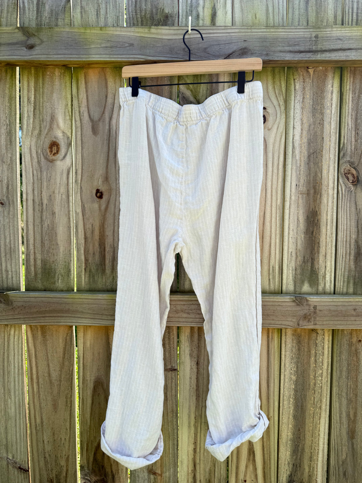 Ellen Tracy Oatmeal Linen Drawstring Pants