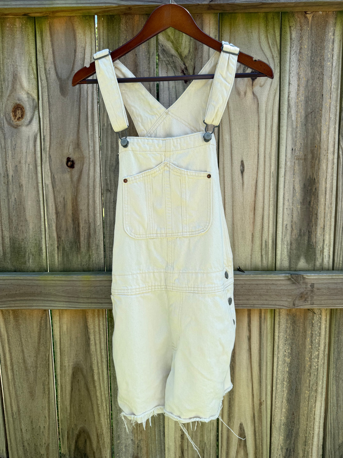 Reworked Ecru Denim Shortalls / Cream Overalls