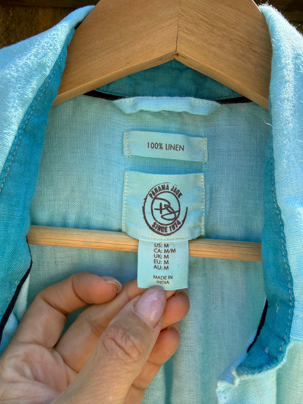 Hand-Dyed Aqua Linen Shirt Panama Jack