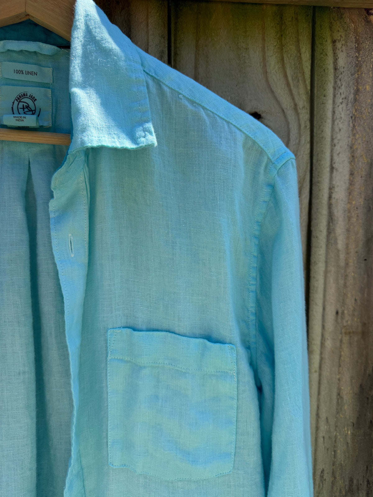Hand-Dyed Aqua Linen Shirt Panama Jack