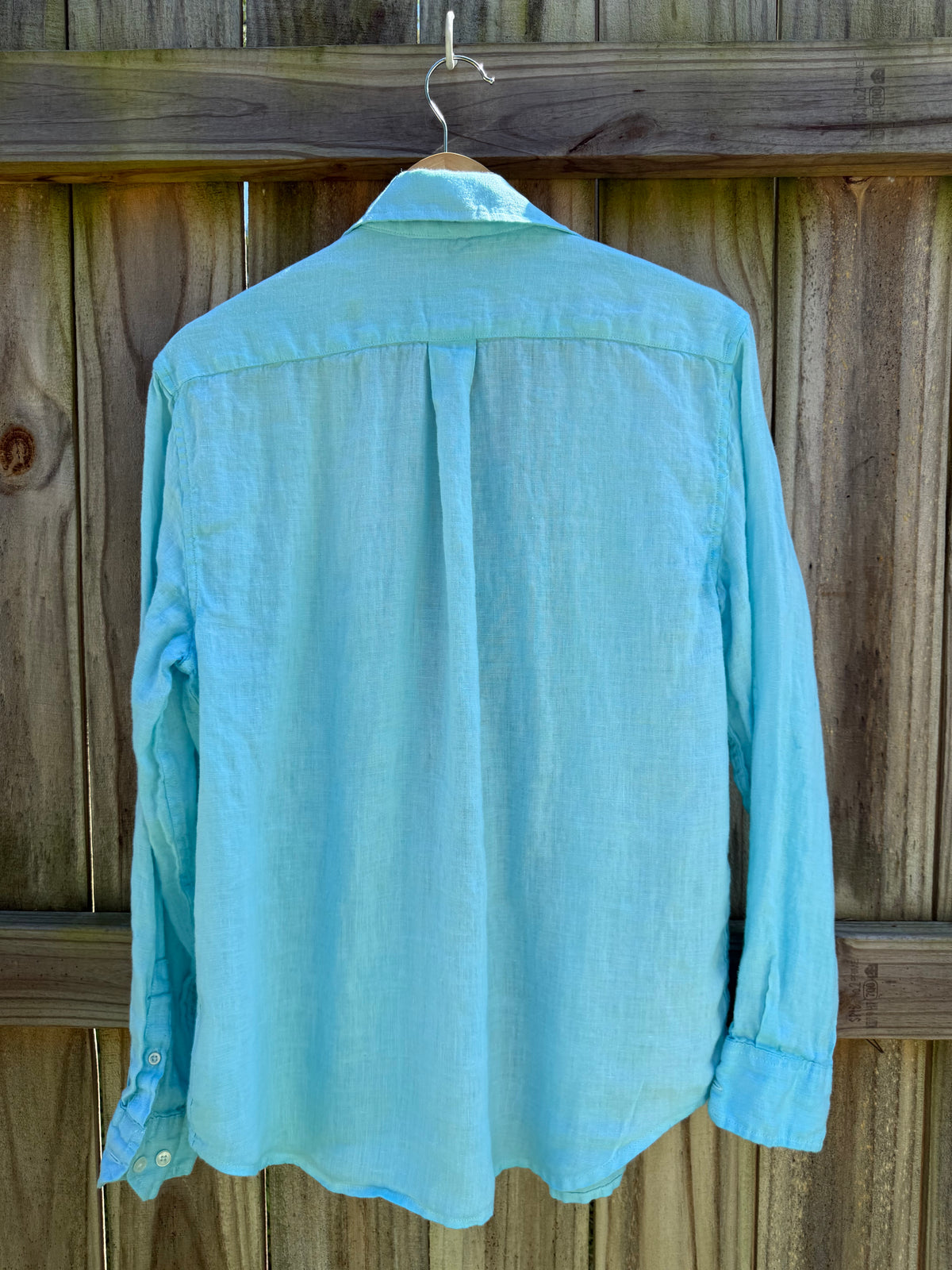 Hand-Dyed Aqua Linen Shirt Panama Jack
