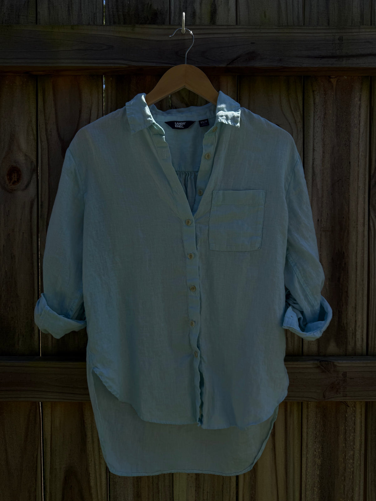 Hand-Dyed Seafoam Linen Button Down | Lands’ End Coastal Shirt