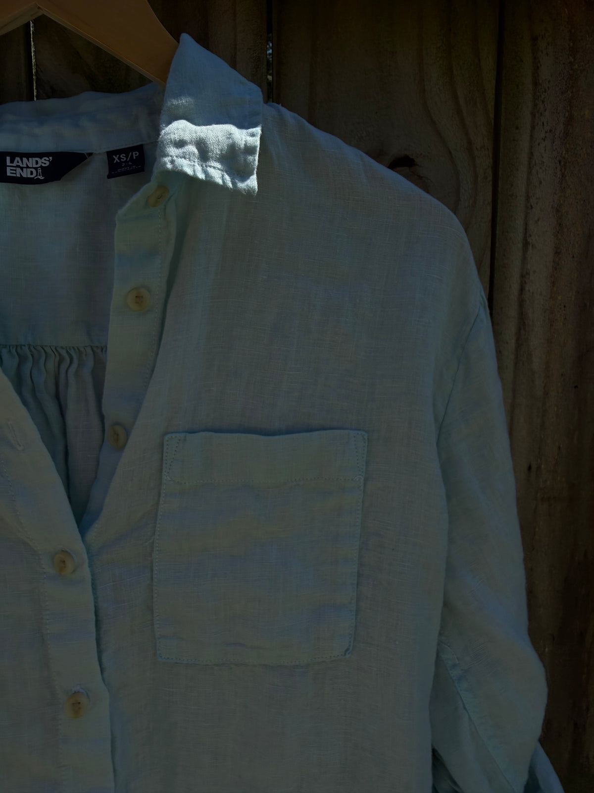 Hand-Dyed Seafoam Linen Button Down | Lands’ End Coastal Shirt