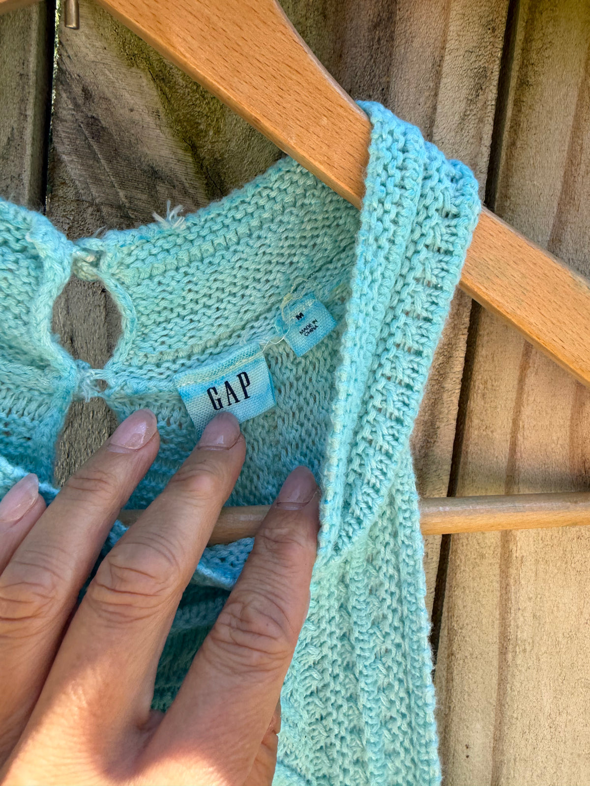 Reworked Vintage GAP Aqua Cotton Knit Mini Dress