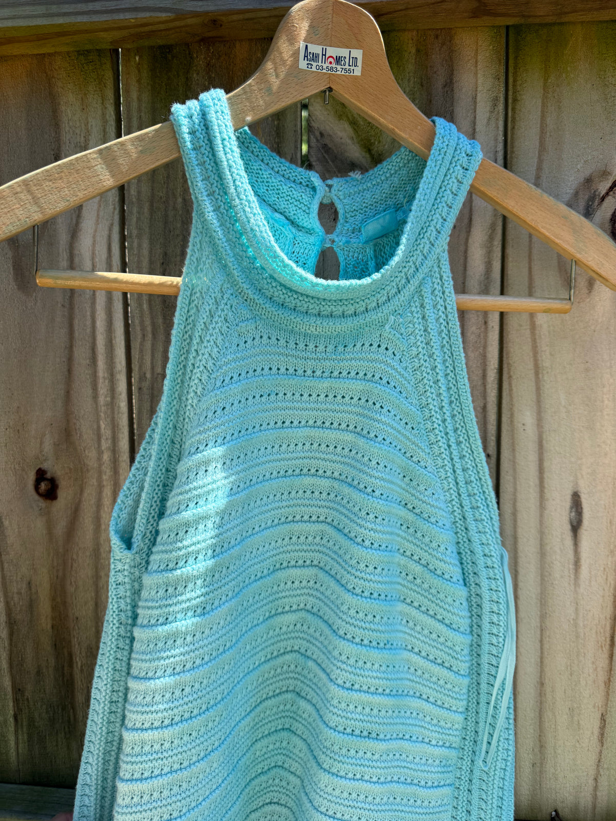 Reworked Vintage GAP Aqua Cotton Knit Mini Dress