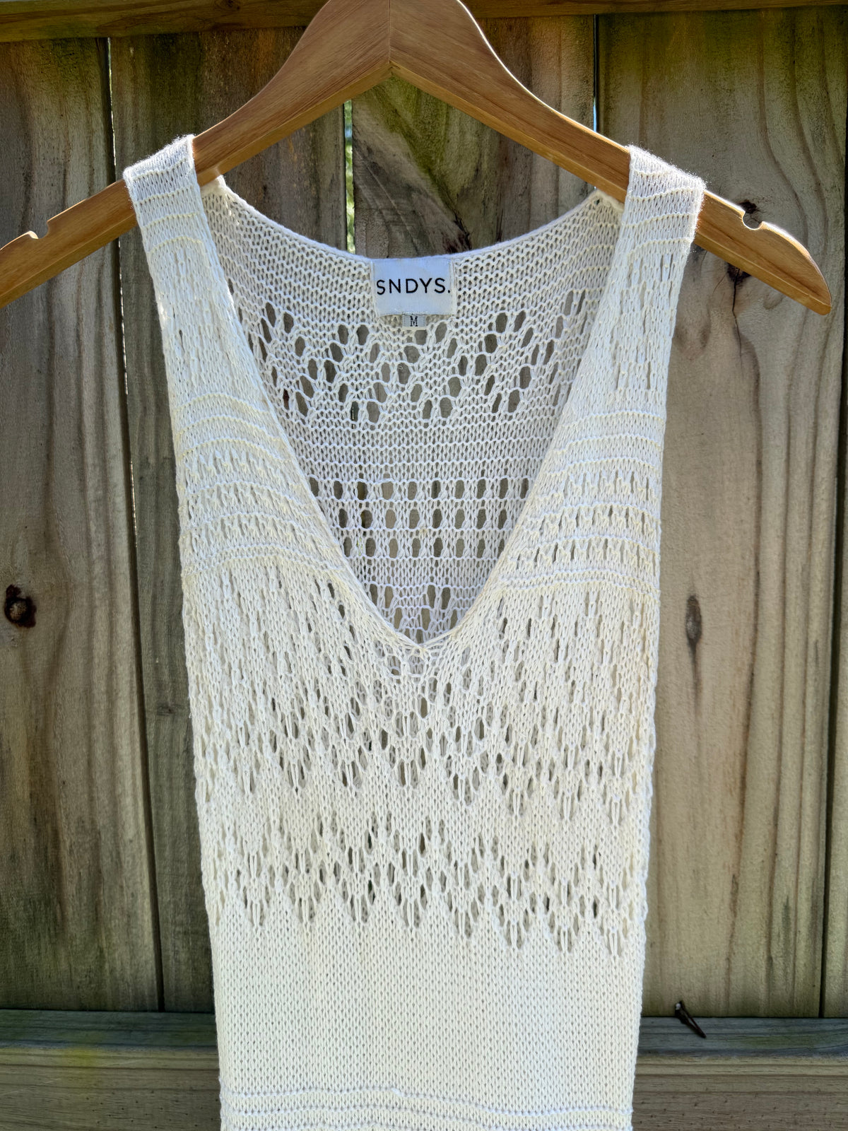 SNDYS Open-Knit Maxi Dress crochet cream