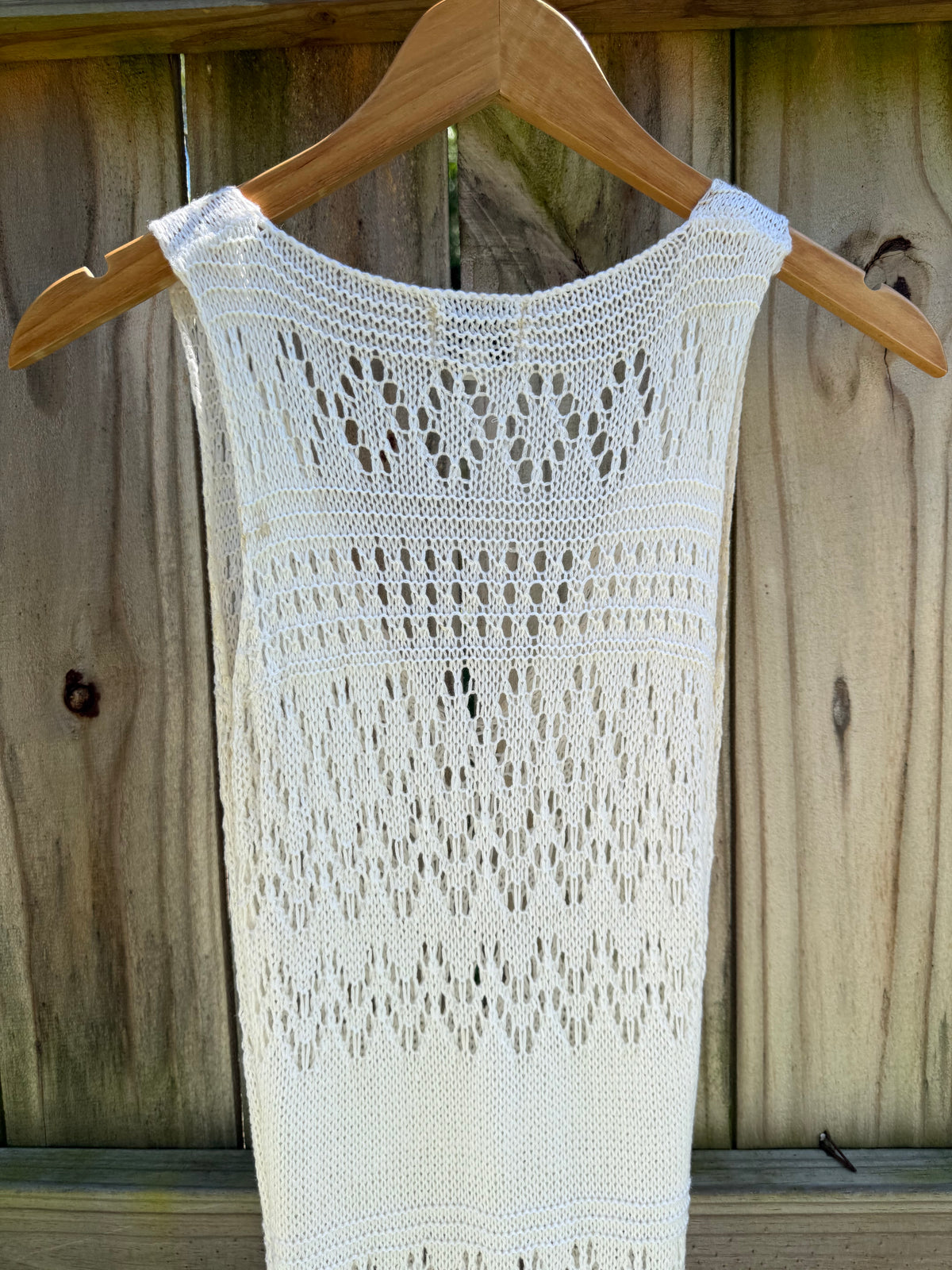SNDYS Open-Knit Maxi Dress crochet cream