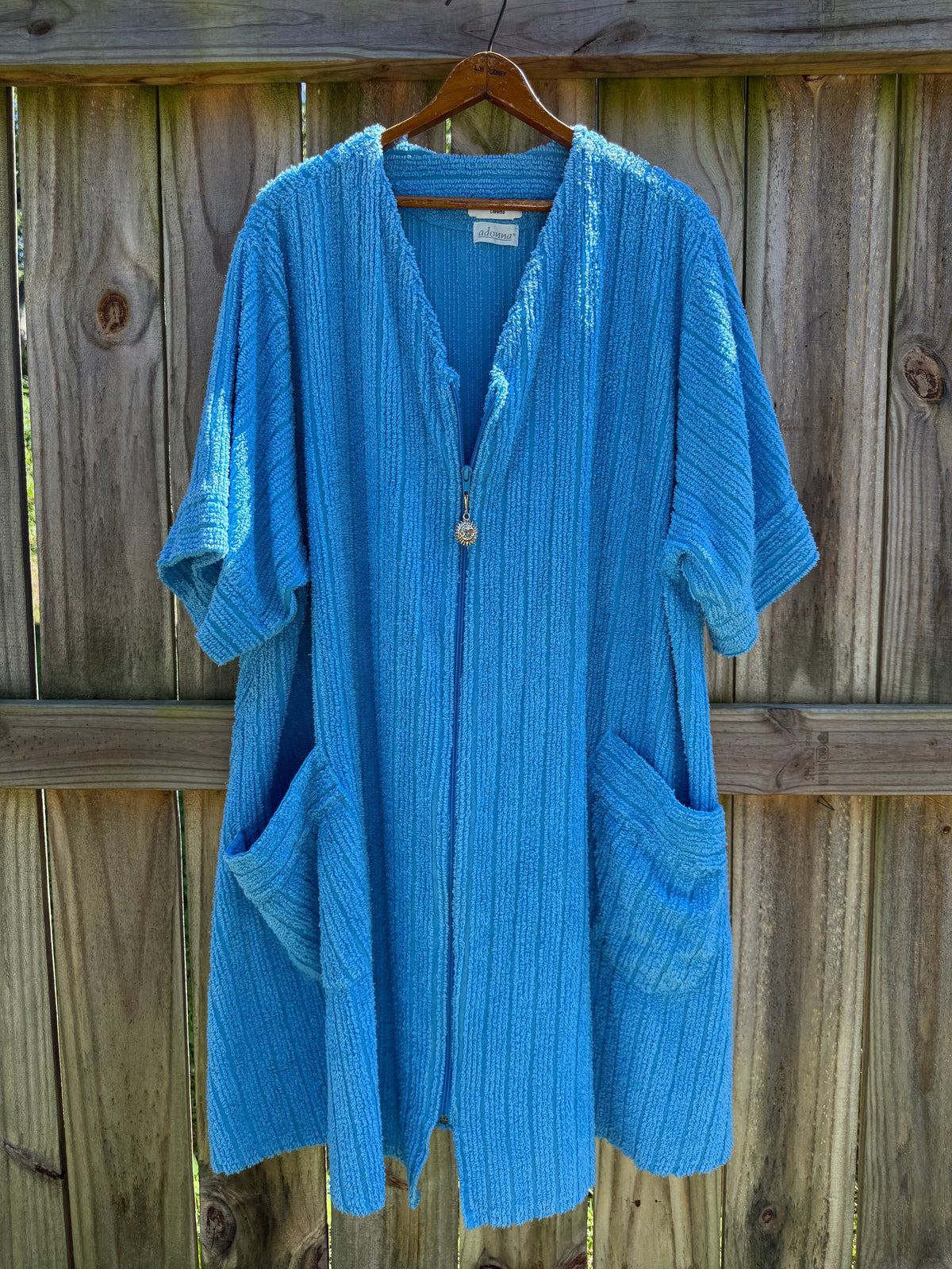 Vintage Adonna Turquoise Terry Zip-Up Cover-Up