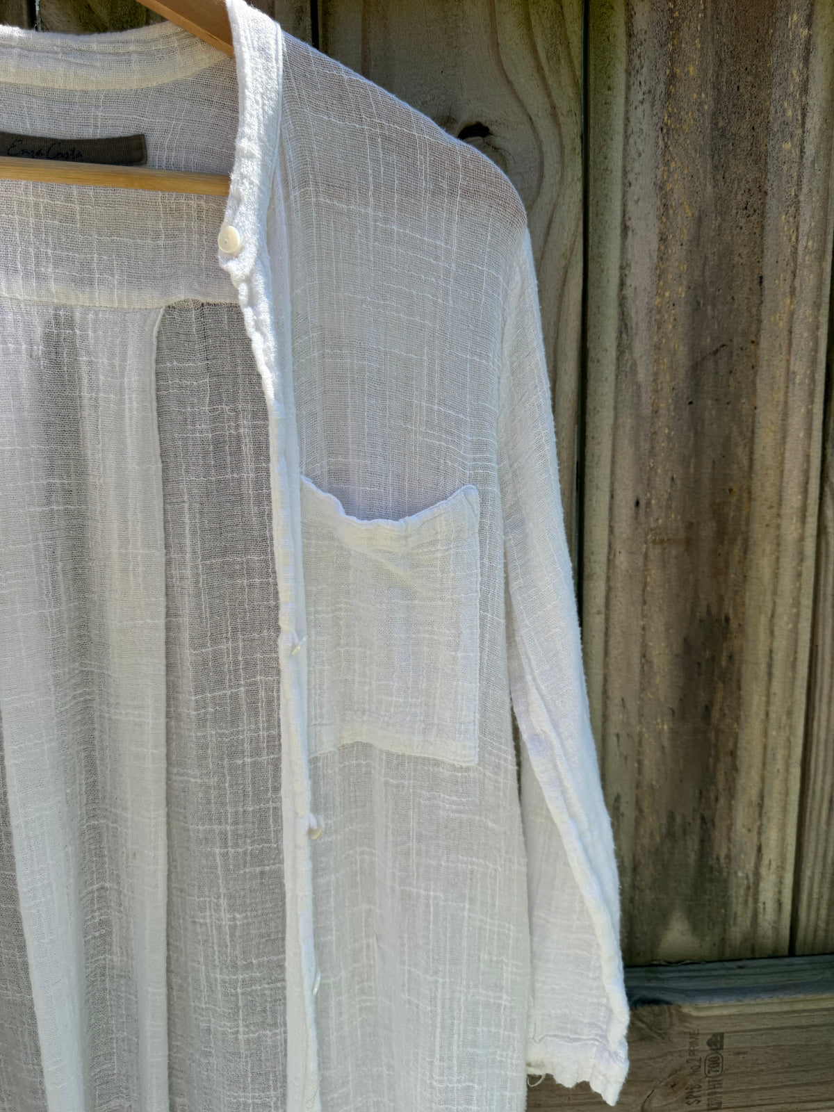 Enyce Sheer Cotton Gauze Duster White Coastal Resort Layer