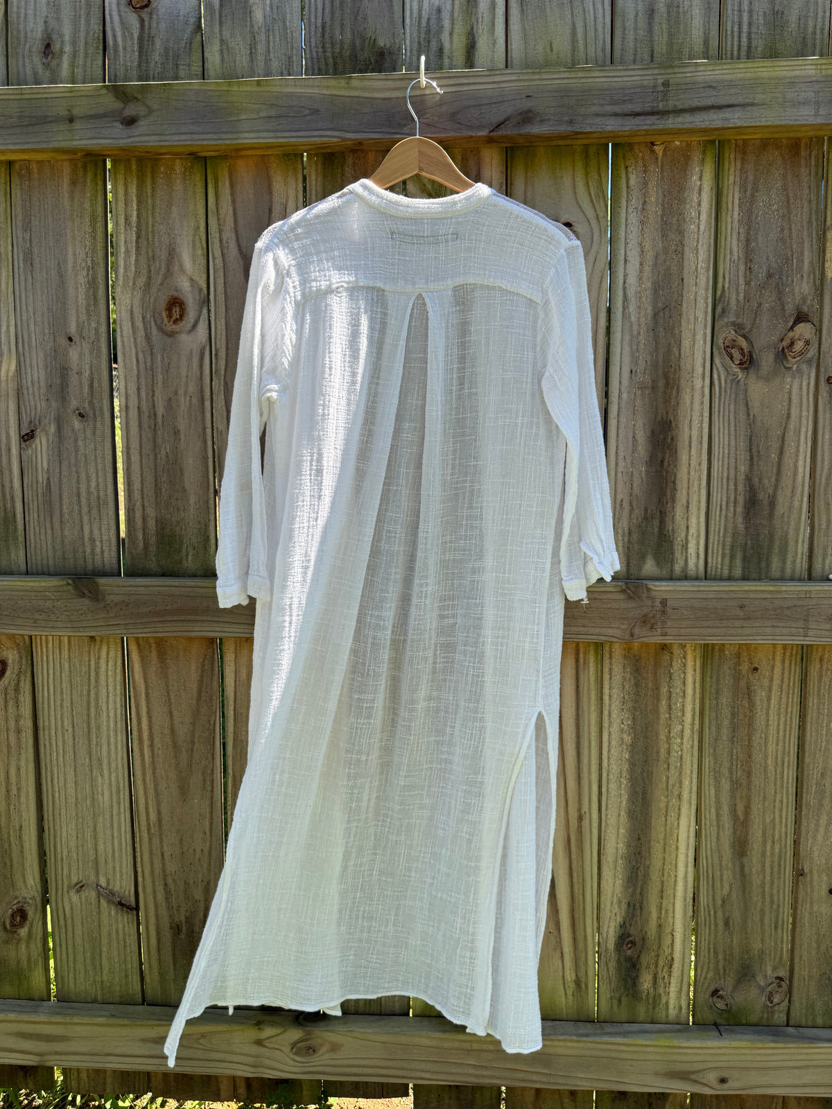 Enyce Sheer Cotton Gauze Duster White Coastal Resort Layer