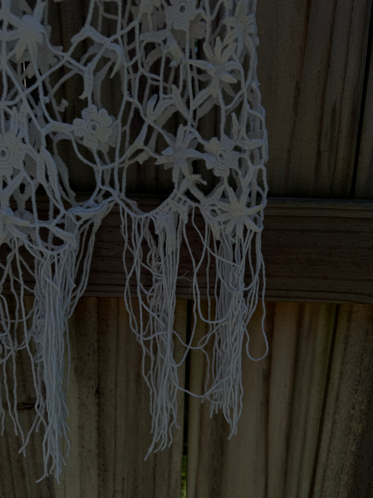 White Crochet Fringe Festival Top
