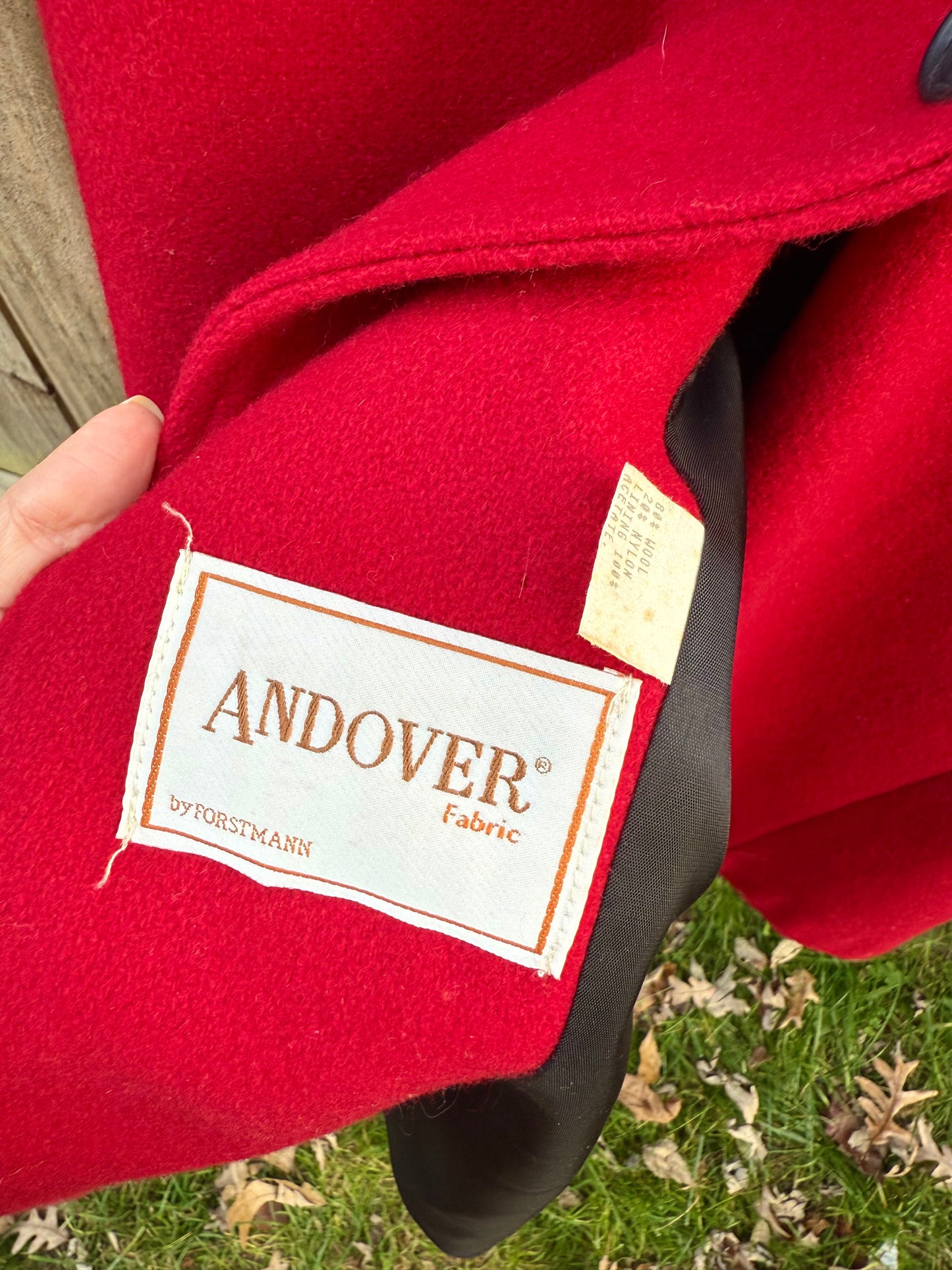 JOFELD Vintage Red Wool Coat w/ Velvet Collar