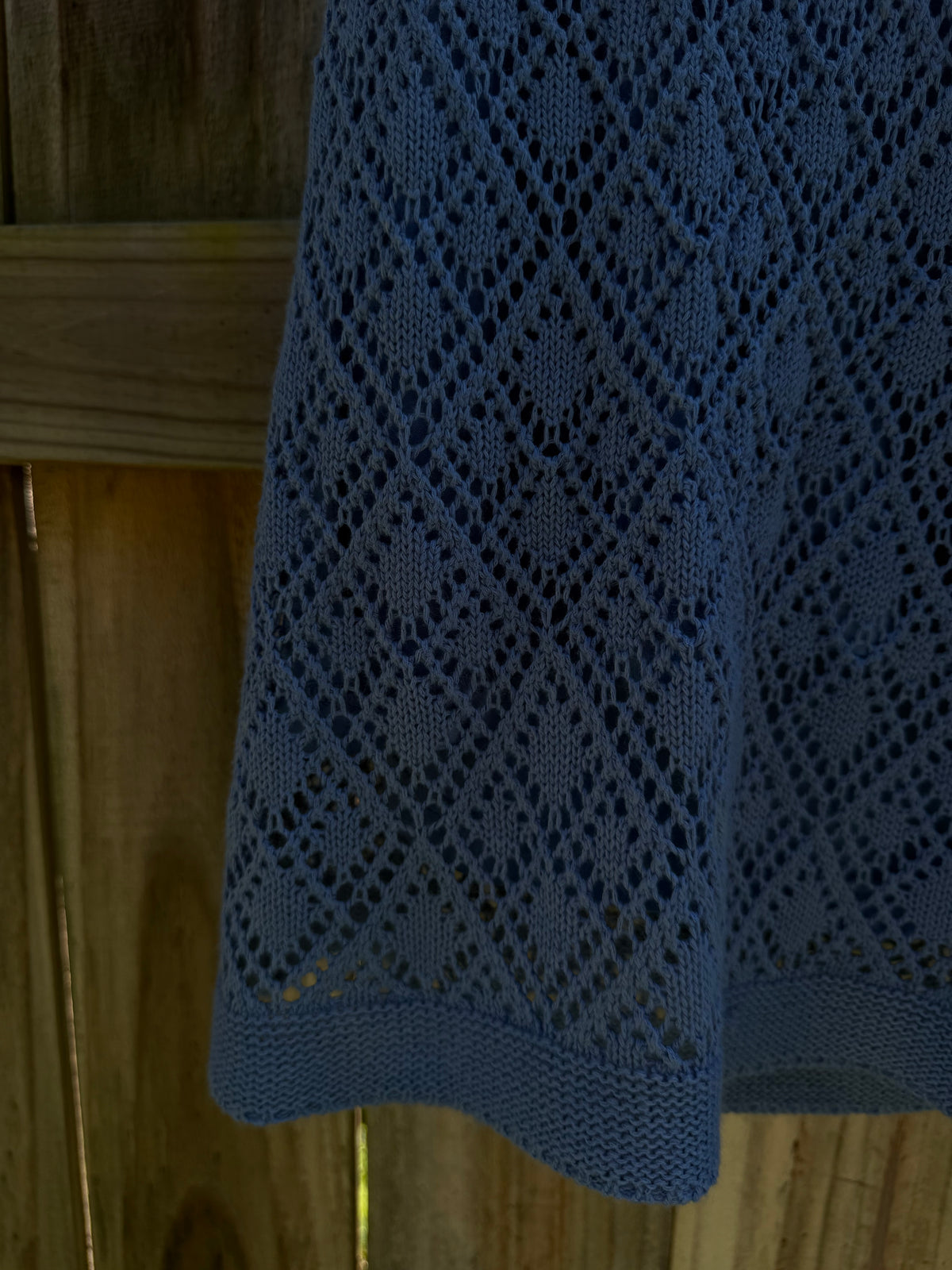 SAGE The Label Blue Crochet Open-Back Mini Dress