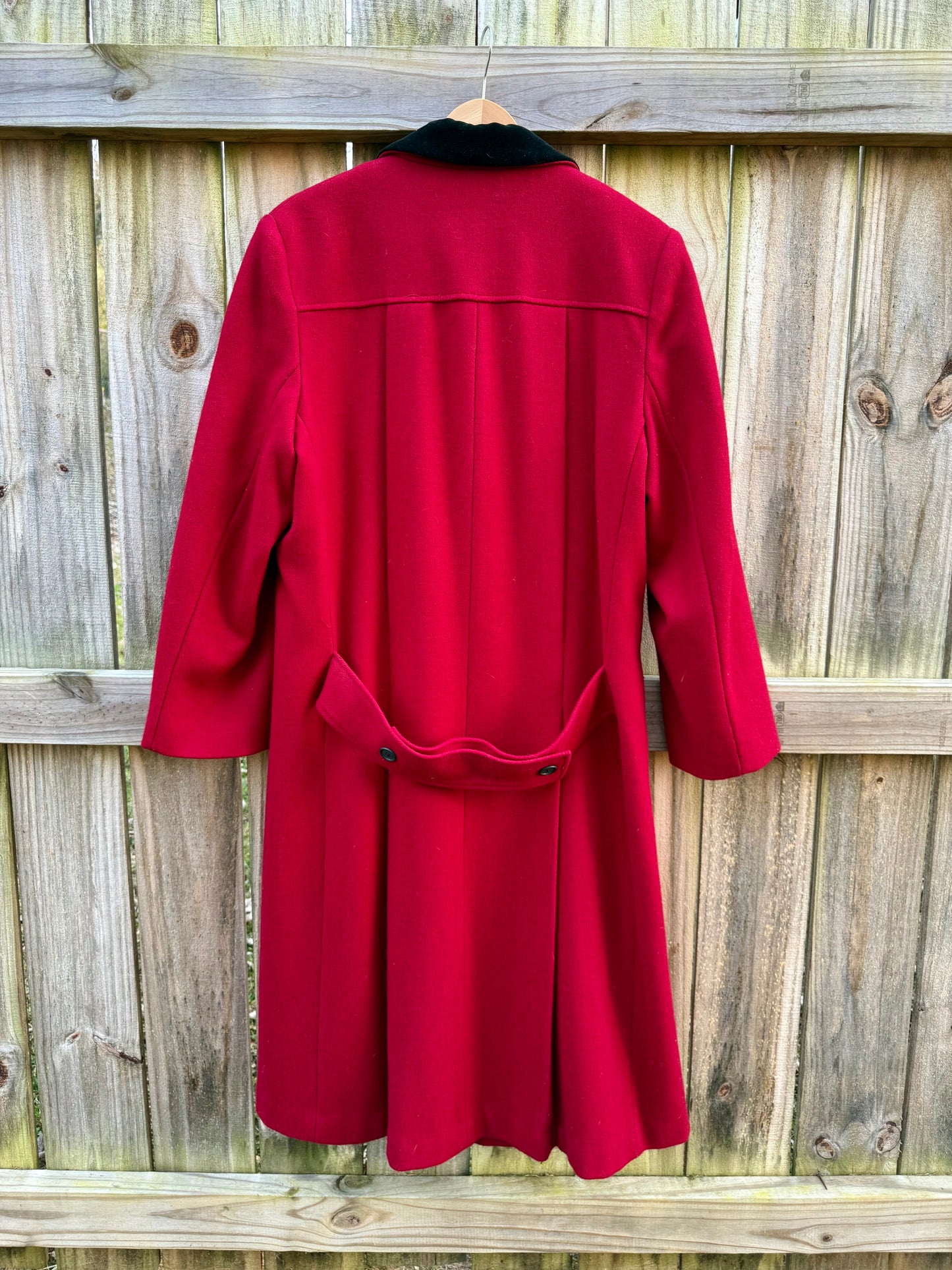 JOFELD Vintage Red Wool Coat w/ Velvet Collar