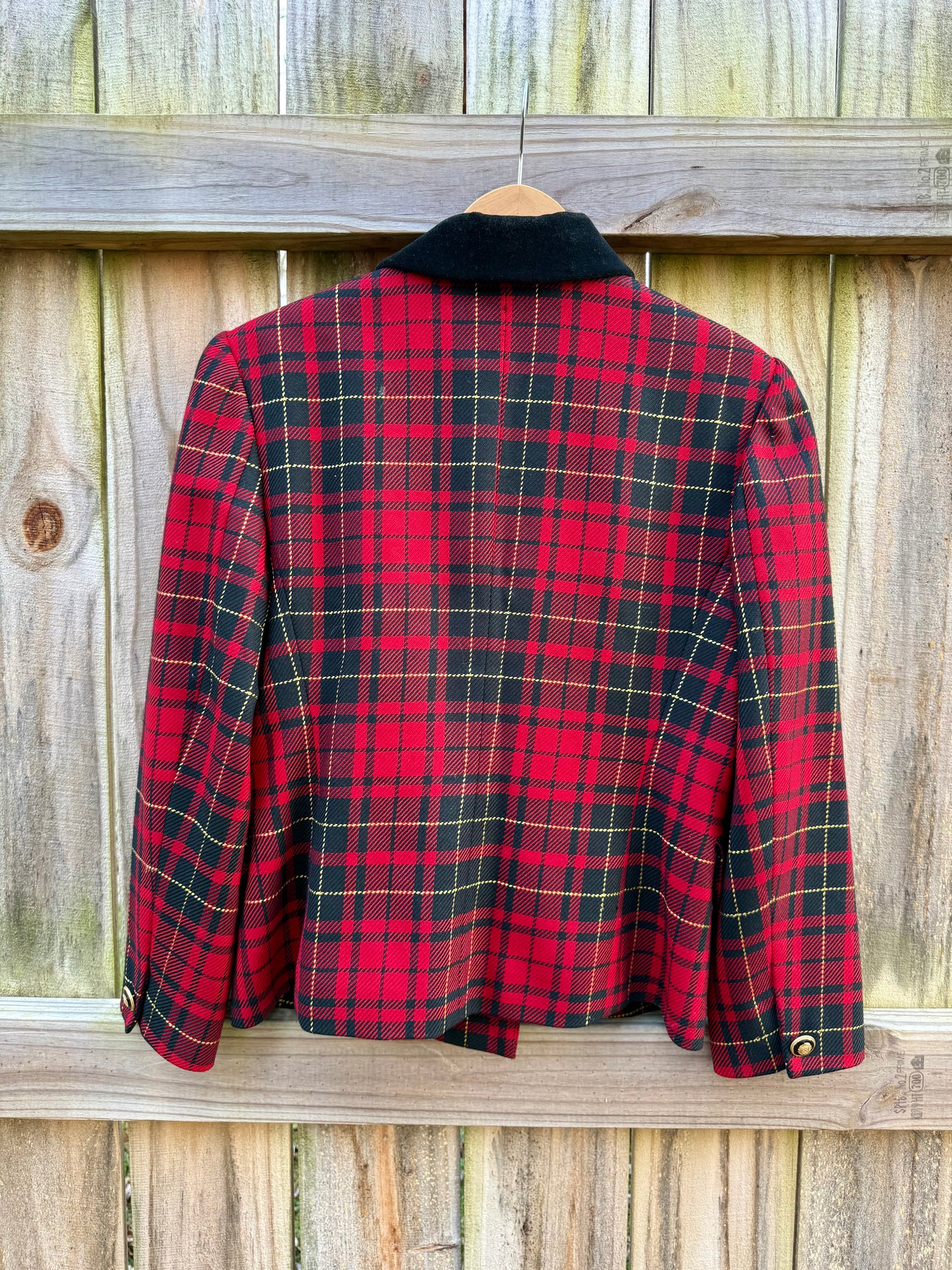 Vintage Red Tartan Wool Blazer (Made in USA) J H Collectibles